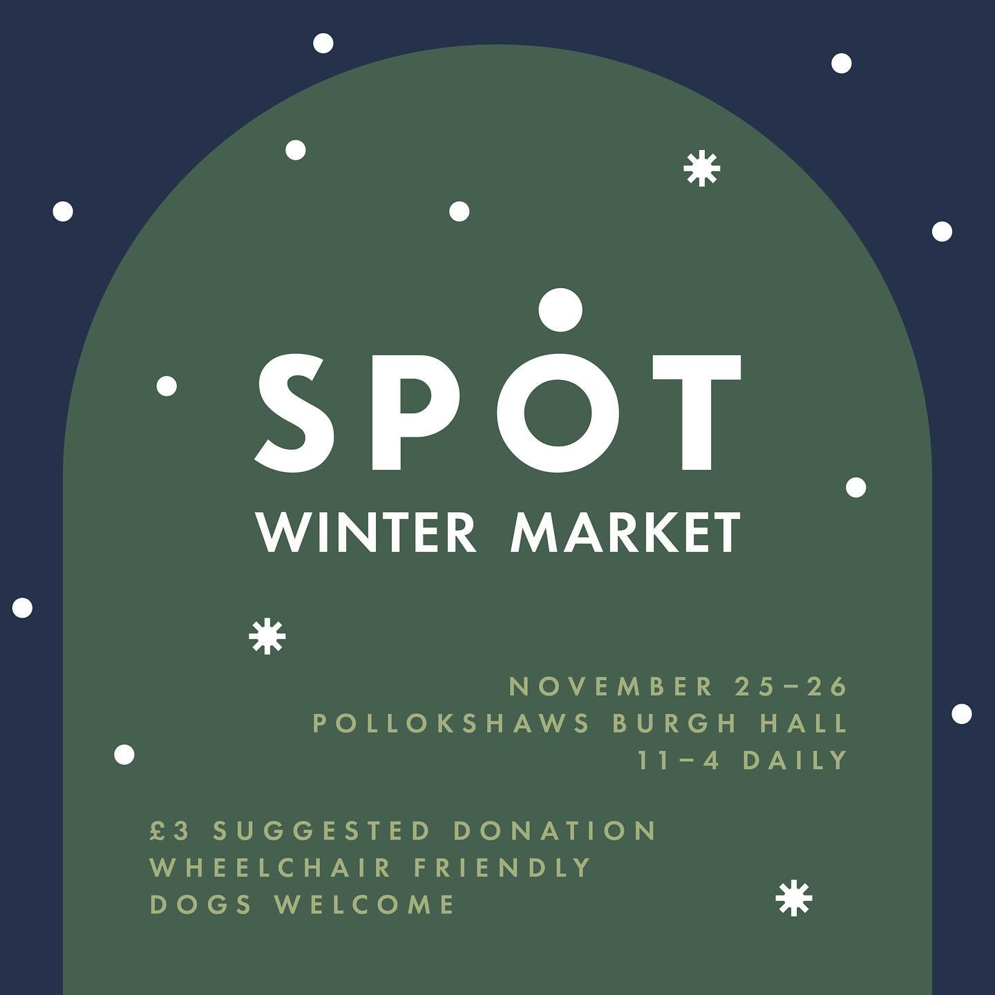 Save the date 📅 ❄️! @spotdesignmarket returns to @pollokshawsburghhall next weekend, Nov 25-26. It’s the perfect opportunity to get your Xmas shopping sorted and support local artisans/businesses.
The awesome @roamcoffeecompany will be serving up our coffee all weekend plus we will be there on Sunday selling our full collection of coffee beans.