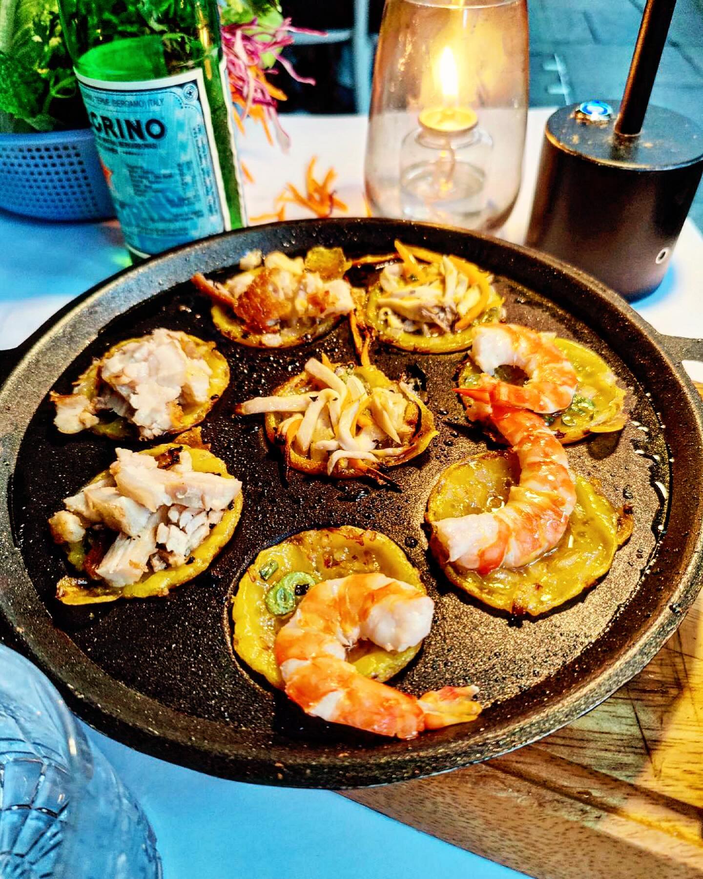 Food photo aghhhh sorry photo no justice to the food & I’m not even sure I can remember the name of this special entree on the menu @ladychu ‘s last night but I can oh so remember the sensation of eating it. I wrapped some fresh crisp lettuce mint shredded cabbage around these served hot wee things . I can’t even settle or locate the flavours in my memories, bliss fresh greens the crunch of the base, the melting ouse of deliciousness. Oh oh how frustrating I can’t even describe the flavours because the sensation of the actual eating was so divine : Nagjih is a true voice for food. She creates a theatre of hospitality, love love lady chu’s artistry and creativity, there’s talk of artist chefs but she has darned a hole of inner city emptiness transforming one of the dullest road / corners in kings cross into an art installation of community entwined restaurant . A place to have a special occasion And community flows through, like the lifeblood community is. (As the developers consume and build opposite I expect to be another monolpclist bland plastic trimmed building to acquire more rents than build homes ) . Lady Chu’s is Truely street food, bringing the most extraordinary flavours fresh quality to her tables . , I love my daily stream through as I walk home to rushcutters bay . Their days set up starts as staff wheel out heaters umbrellas or children’s tables and each week there is an addition, of plates or table lights or it’s a celebration with tiny buddhist drums, it’s a living installation. I love to pass by and see what the new day brings, which dissolves each night as the last guest leaves . Last night, I the guest of a visiting overseas friend. Wanted them to experience one of Sydney’s finest . He also Owooo’d and ahhhhh’d over this dish . The other dishes we shared were also exquisite. Cocktails and a glass of wine. But the sensation of textures flavours bursting through . Blissful sensation nectar of the gods ….. thank you Lady Chu for creating with every fresh new day, in amongst kings x streets serving sensational food.