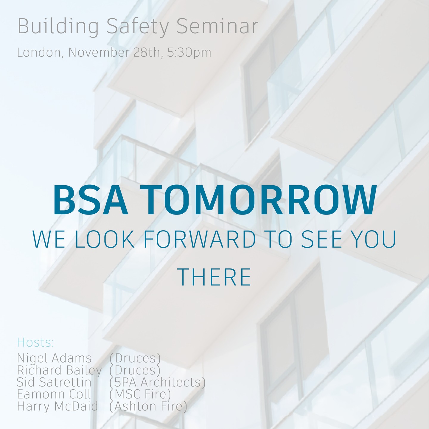 Tomorrow we host our second Building Safety Act seminar...
The event will be a great opportunity to hear about the implications of the Building Safety Act from hosts Druces LLP, MSC Fire & Ashton Fire Limited, alongside other lead developers and housing associations in attendance.
The event will be held in London at 5.30pm.
We look forward to seeing you there.
#building #buildingregs #buildingsafety #buildingsafetyact #construction #architecture