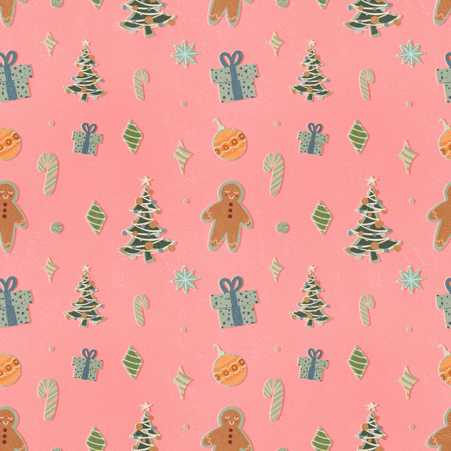 This took me longer than I wanted and it is solely because I kept crashing my Photoshop trying to do the damn mockups 🤣 so swipe through and see the 2nd prompt to the #frostyandfestive2023 challenge: mint & pink!
I am going to make this available on my Society6 as actual wrapping paper and maybe a tote??? I'll keep you posted ❤️