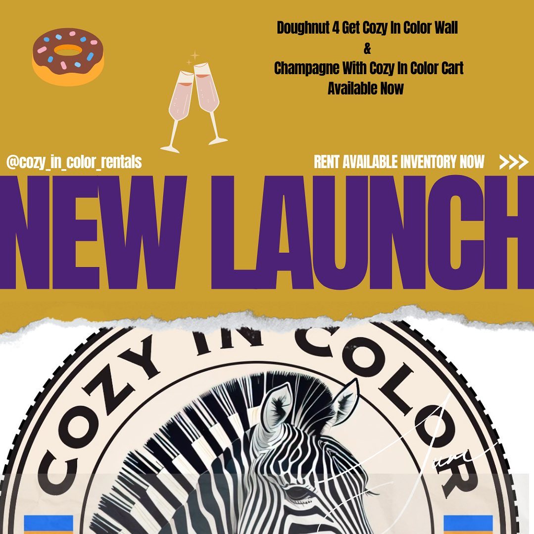 Cozy In Color had a soft launch today! Visit www.cozyincolorrentals.com to view our available products and services!
CURRENT PROMOTION: 10% off 1st Doughnut Wall Booking #party #partyideas #partyplanner #doughnutwall #champagnecart #partyrentals #katytx #cozyincolorrentals