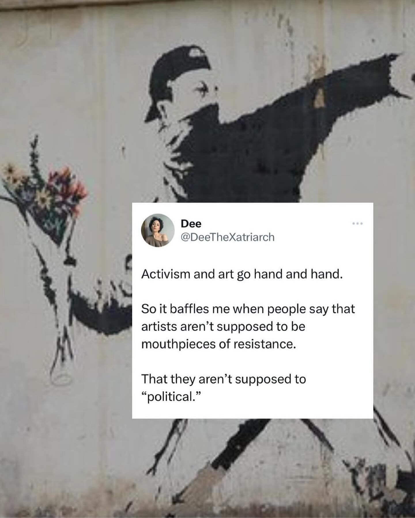 Throughout history, art has been a vital element to Palestinian resistance and most times, the only form of expression in the face of apartheid.
ART IS RESISTANCE
Repost from @deethexatriarch •
FYI — One of the markers of a f@scist society is its architecture; pay attention to a lack of curves in favor of sharp edges and straight lines; lack of intricacy, detail or ornate design in favor of minimalist & modern design; rich colorful hues discarded in favor of bland neutrals & muted tones. Take this and apply it to fashion, furniture, music, etc. Where there is a lack of diversity, warmth and comfort, you will find f@scism. Now that you see it you can’t unsee it, huh? Go forth and create something that defies tyr@nical authoritari@nism.
P.S. rev o lu tion is art ❤️🔥
#revolution #artisresistance #durhamregion
Slides: 1-8 via @deethexatriarch
Last 2 slides via @kuvrd