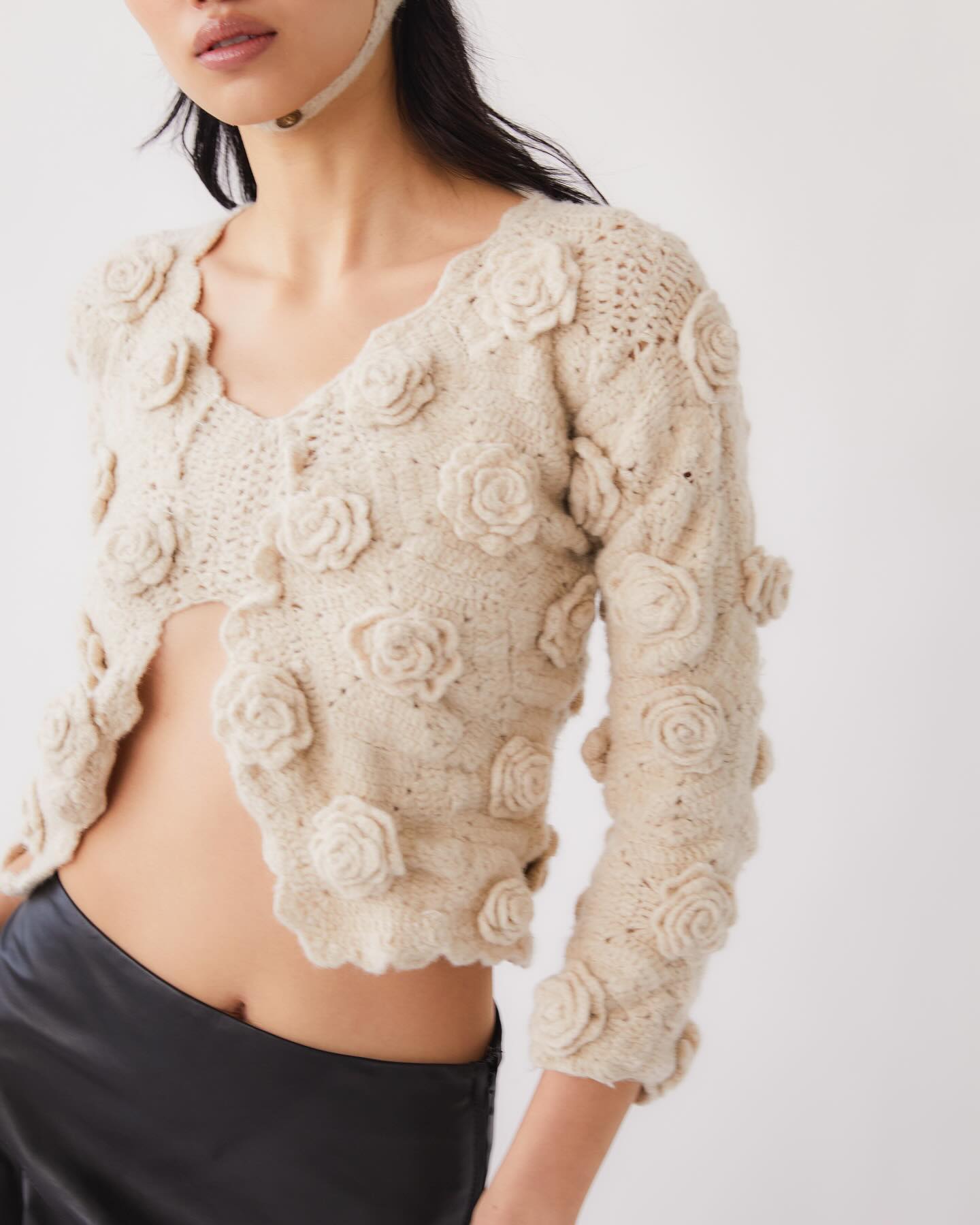 Samara Crochet Top.
Hand Knitted . Alpaca Blend Top .