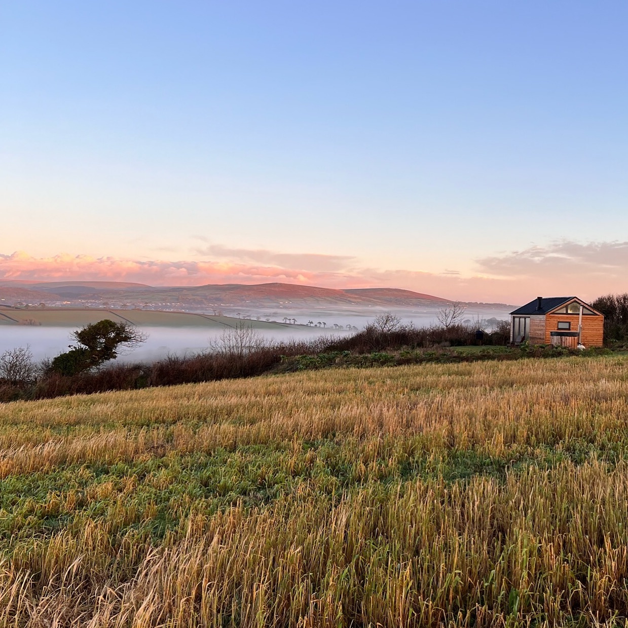 Misty mornings at Cottlass cabin with the pink peaks of Dartmoor in the background 🌿
#escapetotheland #devon #cabin #staycation #holidays #adventure #hottub #cosy #dogfriendly