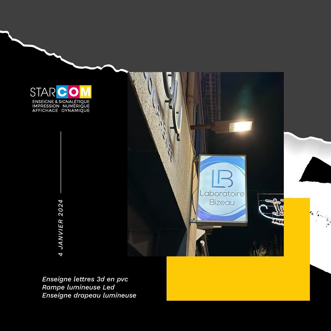 🌟✨ L’excellence en impression numérique pour les entreprises locales ! Nous sommes ravis de partager cette réalisation récente pour le Laboratoire Bizeau à La Ciotat. Les enseignes lettres 3D en PVC, la rampe lumineuse LED et l’enseigne drapeau lumineuse ajoutent une touche d’élégance et de visibilité à leur entreprise. Chez Starcom, nous sommes fiers de contribuer à la croissance de nos clients en mettant en valeur leur image de marque. Contactez-nous pour discuter de la façon dont nous pouvons vous aider à briller ! ✨🏢
.
📞04 91 33 23 47
👨💻www.imprimenseigne.fr
.
.
#ImpressionNumérique #Enseignes #Visibilité #Starcom #LaboratoireBizeau #LaCiotat #enseigne #made #fabrication #artisanat #artisan #design #logo #3dletters #enseignmarseille #marseille#enseignelumineuse #led #signaletique #logo #fabrication #devanture #commerce #paris #ledsign
