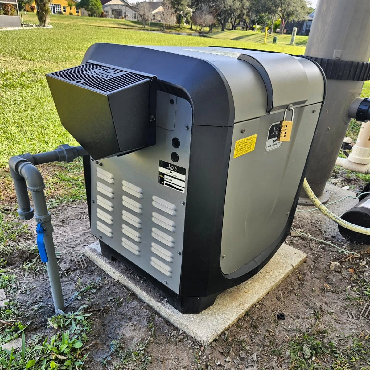 Swimming Pool is Heating! Nice clean Install on this Jandy JXI.