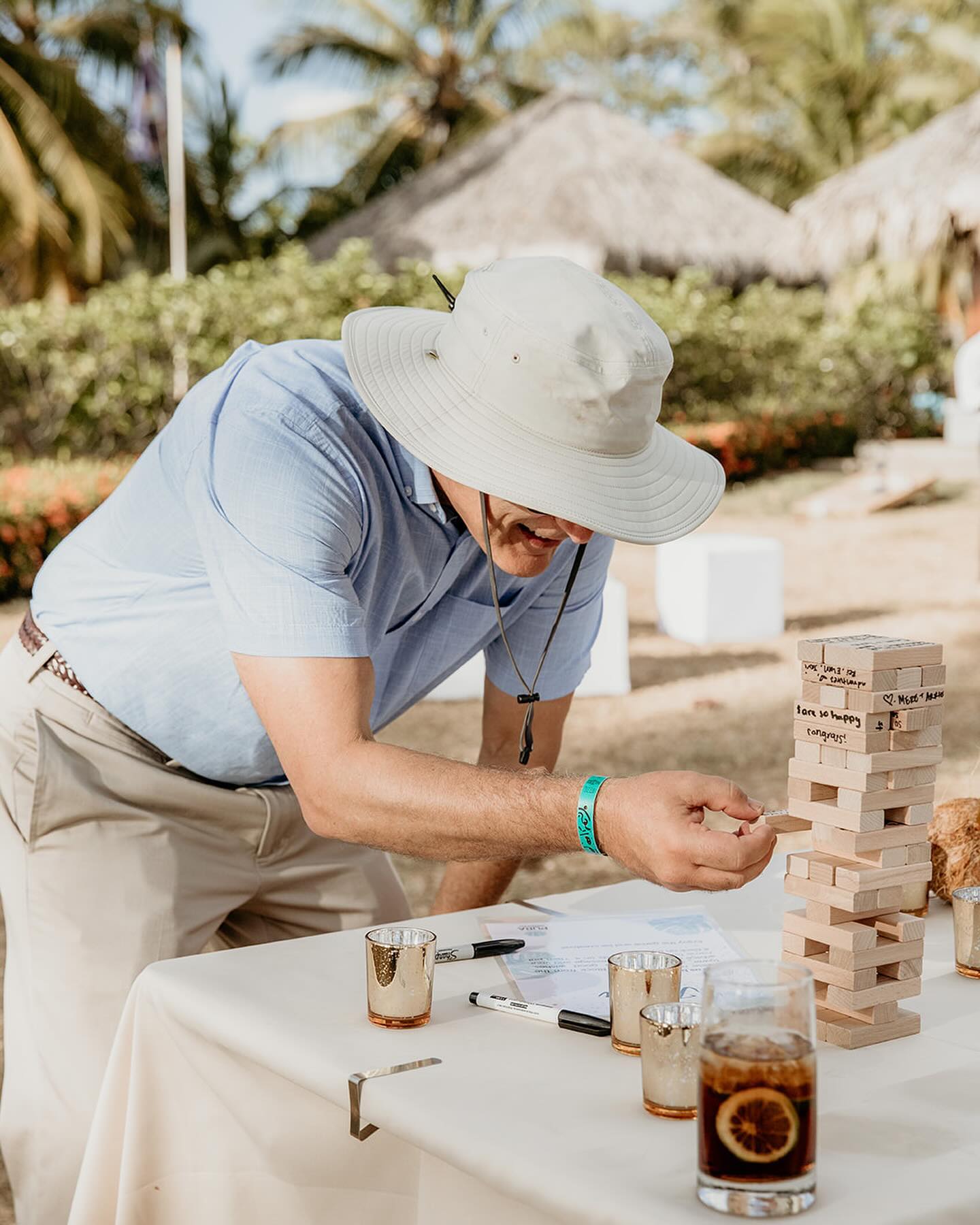 Creative twist for your wedding guests: Swap the sign-in book for a Jenga game! Provide markers for heartfelt notes on each block!
Let your guests build a tower of cherished messages, making your day truly unique and memorable!