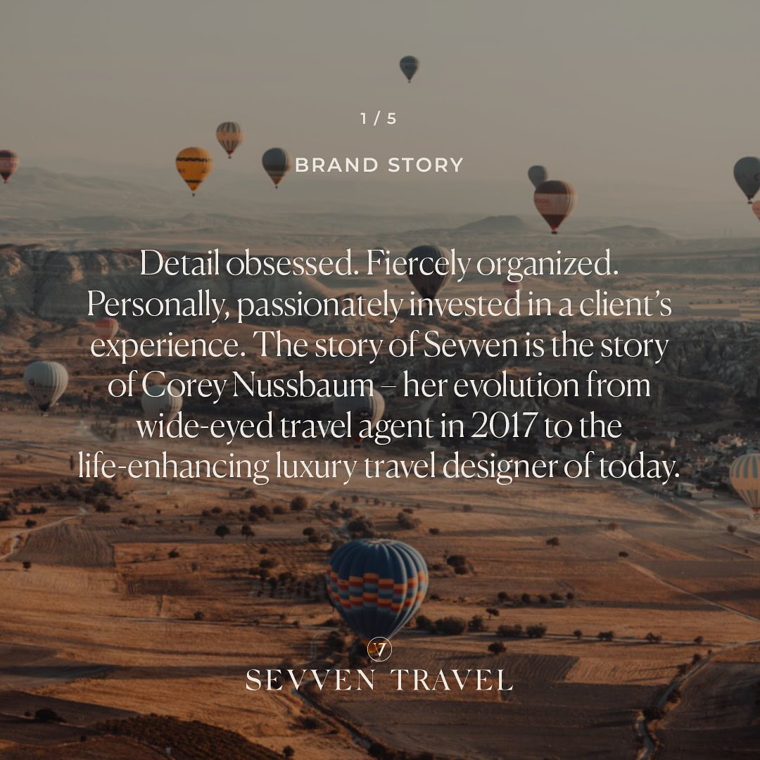 Sevven Travel - discovering their brand purpose & story ✨
A glimpse into how we crafted the brand story of Sevven Travel through in-depth strategy and evocative copywriting. The outcome? An aspirational luxury travel brand focused on personalization, approachability, and limitless imagination.
If you're aiming to create a brand that captivates your dream clients, establishing your story, strategy, and tone is non-negotiable. Our strategy and copywriting services involve a deep exploration into the essence of your brand, uncovering the nuances that make it truly special.
Reach out via the link in our bio for more details. ↑