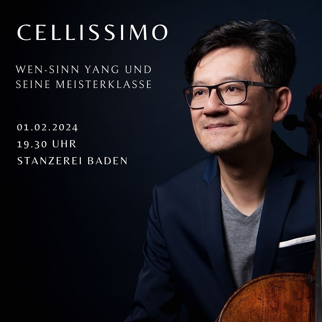 Hallo liebes Songcircle - Publikum.
Leider befinden wir uns ja gerade in einer Pause, aber wir haben einen anderen musikalischen Leckerbissen anzubieten und würden uns riesig über einen Besuch von euch in der Stanzerei freuen. Es gibt noch Tickets.🤩
CELLISSIMO
Ein wahres Cello Feuerwerk! Wen-Sinn Yang, der Schweizer Cellist mit Weltformat sorgt
mit fünf Talenten seiner Meisterklasse der Hochschule Musik und Theater München für
einen Abend der Sonderklasse.
Schwelgerisch und frech, verträumt und virtuos, mutig und lebendig, vor allem aber voller
Euphorie für ihr Instrument, beeindrucken und berühren sie zugleich. Ihr Programm
„Cellissimo“ bietet einen klassischen Superhit nach dem anderen und wird durch Wen-Sinn
Yangs kurzweilige Moderationen bereichert.
1.2.2024
Türöffnung und Barbetrieb 19:00 Uhr | Konzert: 19:30 bis ca. 21:30 Uhr (inkl. Pause)
Preise: CHF 45.- für Erwachsene | CHF 40.- für AHV | CHF 20.- für Kinder (bis 16) | CHF 30.-
für Studierende und Lernende
Die Plätze sind unnummeriert, first come, first served.
@stanzereibaden
