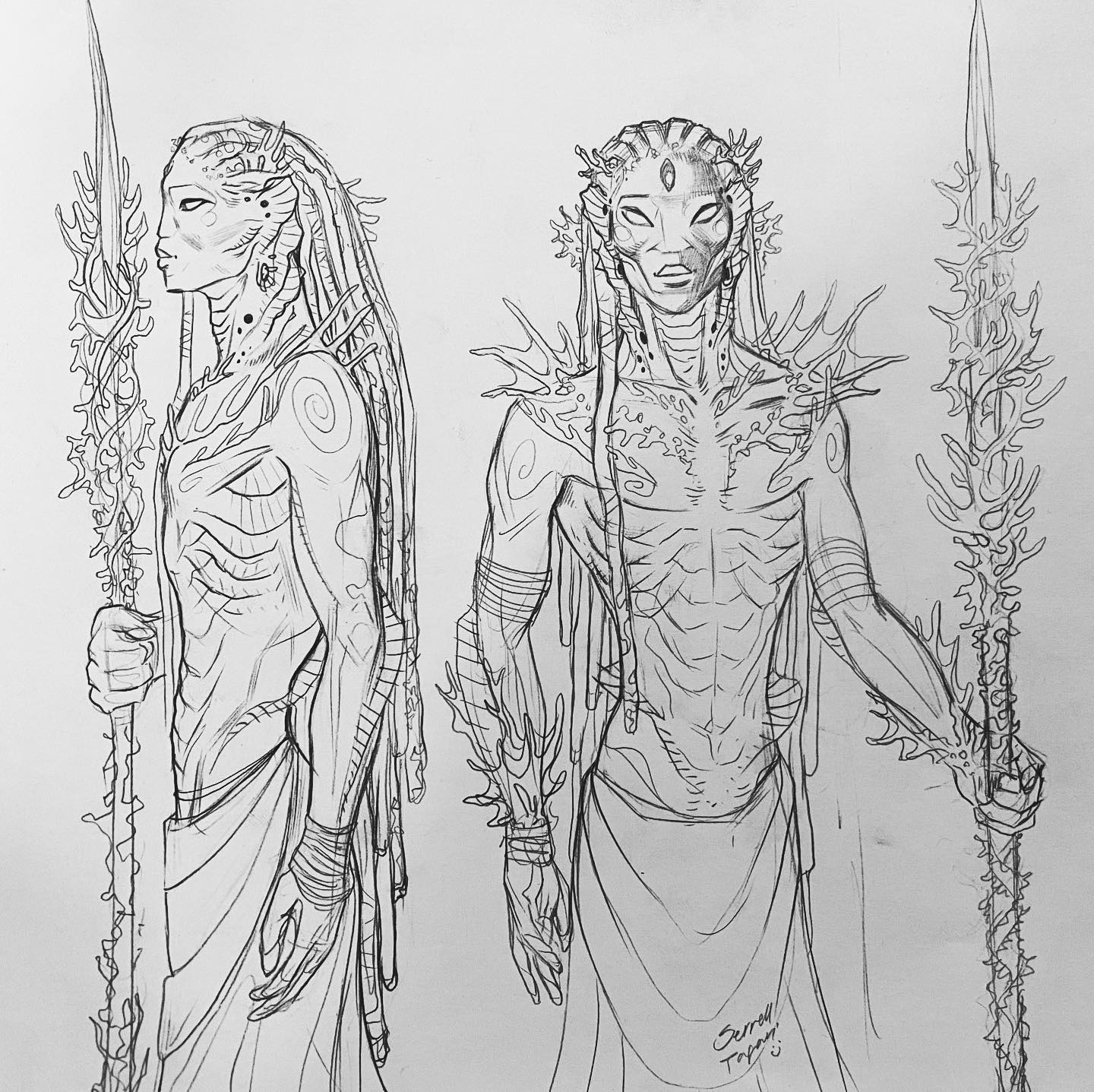 THE ENKI
Check out my blog page to see the rest of my alien sea people designs:
https://www.stafari.blog/post/character-creation
#characterconcept #charactersketch #alienart