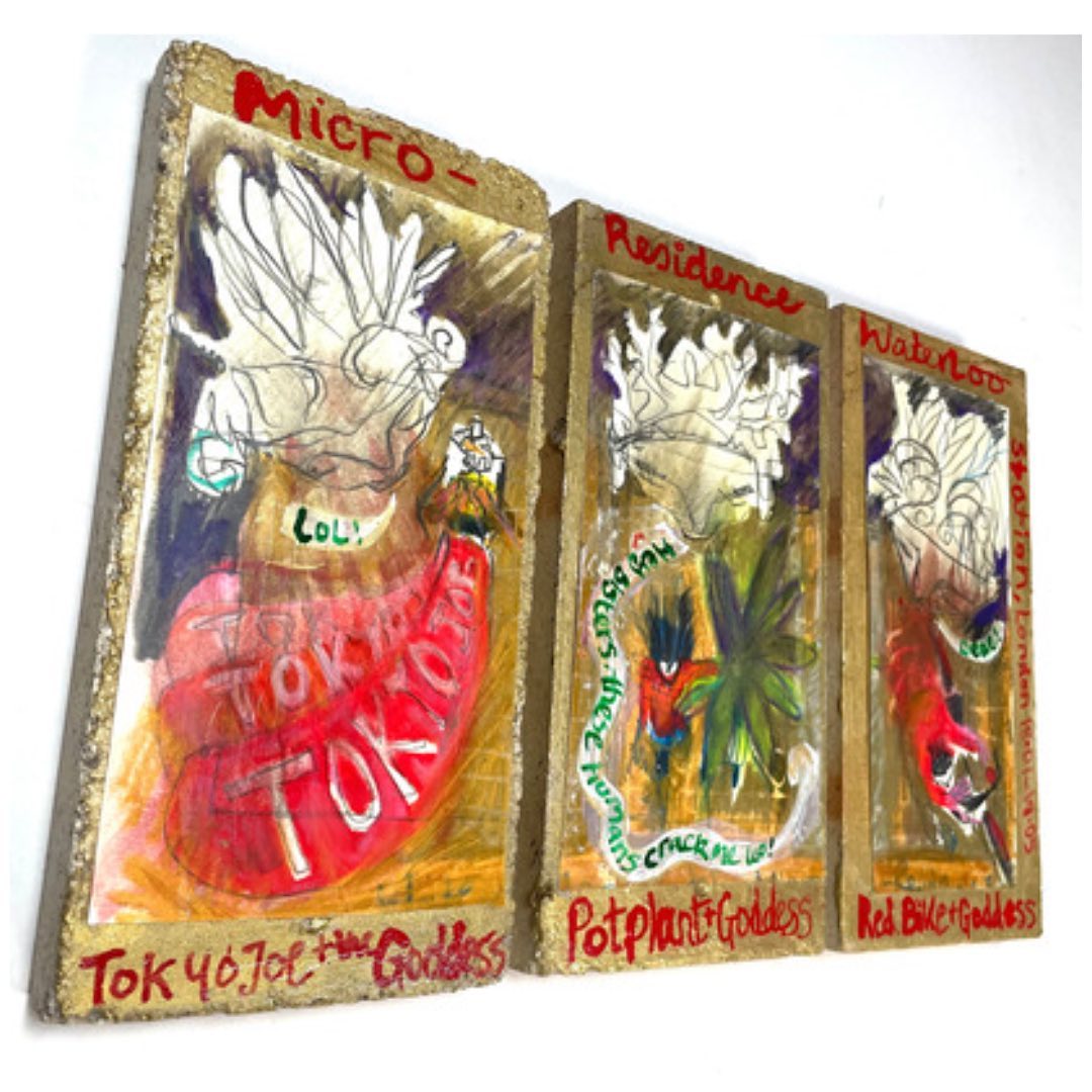 Sometimes the best thing to do is nothing …. and just capture a moment in time.
A favourite pastime of mine is a micro residence where I stand still for a couple of minutes and clock the world, bottling the experience.
Here I am in Waterloo Station under the watchful eyes of the gorgeous goddesses carved high up in the arches. Say hello to Tokyo and the Goddess, Red Bicycle and the Goddess and the Giant Plant Pot and the Goddess - all spotted within 2 minutes.
I imagined them looking down at the funny goings on and commenting.
It seemed a useful thing to re purpose some old fire bricks on which to paste the drawings on old cardboard using smudged crayon, ink and gold paste to make the ordinary seem damn amazing.
There is something so satisfying about creating three dimensional things out of old stuff - now I have to find a wall for them!
#creativityeveryday
#creativematters
#everyoneiscreative
#beingcreativeisfun
#creativityiscontagious
#repurposereuse
#repurposedmaterials
#repurposed
#foundpapers
#upcyclefurniture
#collageart
#upcyclersofinstagram
#foundpaper
#recycledart