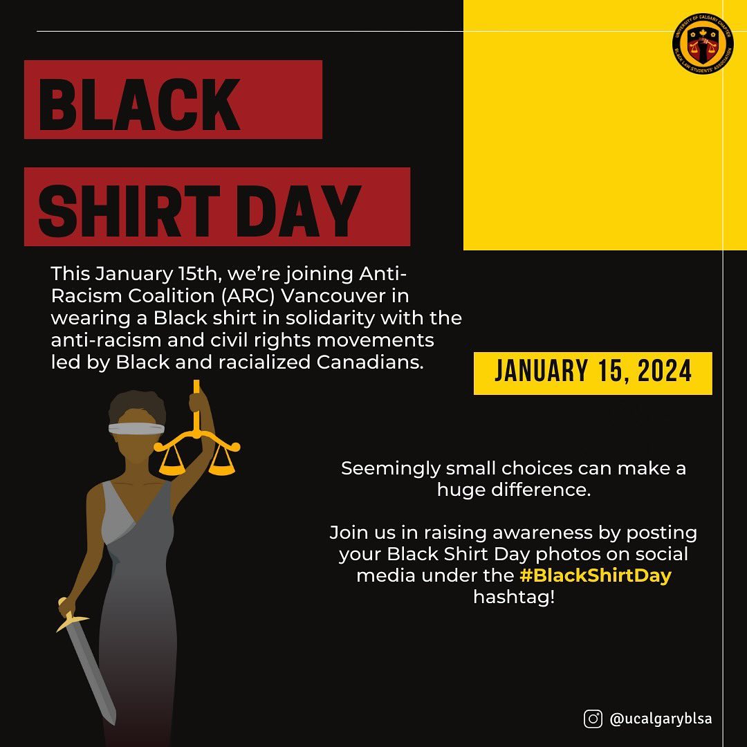 Today marks #BlackShirtDay, and we’re asking you to join us in raising awareness by posting your Black Shirt Day photo on social media under the #BlackShirtDay hashtag!
Organized by @arcvancouver_ and commemorating the birthday of Martin Luther King Jr., Black Shirt Day is both a day of education and remembrance and an invitation to a have conversations about racial justice. 2024 marks the fourth annual Black Shirt Day, and we’re happy to once again help spread the word.