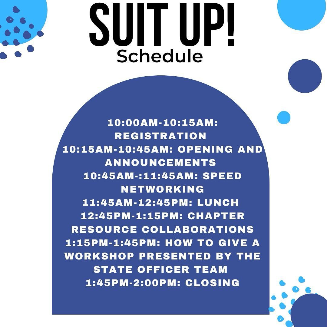 Final schedule for next Saturday 1/27, remember to sign up because registration closes tonight at 11:59! See you all at Suit Up!