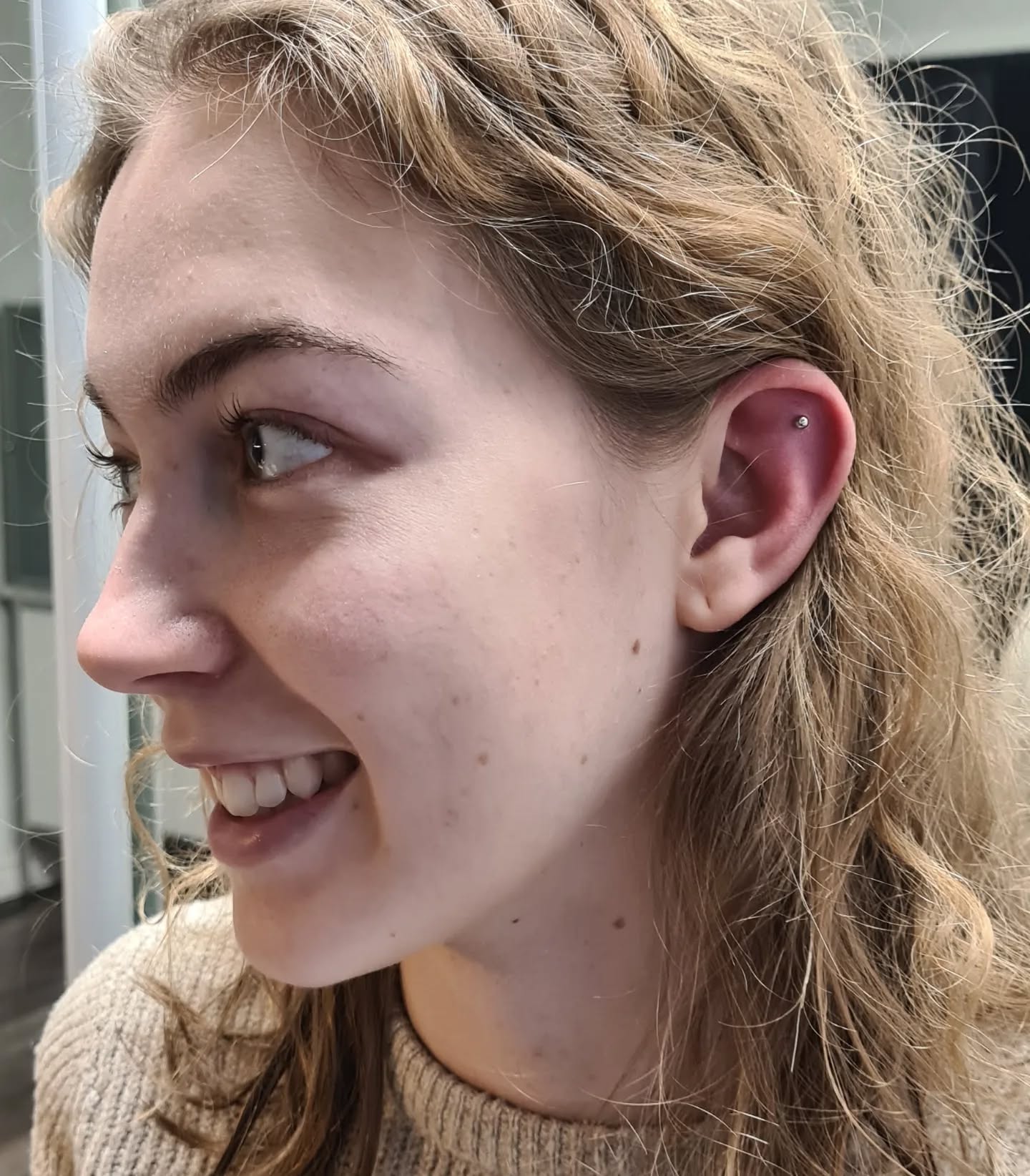 Nova fyllde pÄ med lite fler öronpiercings. Idag blev det en #flatpiercing och en #traguspiercing.
#earpiercings #daithpiercing #migrÀnpiercing #helixpiercing #evilwomanbodypiercing #hÀssleholm by @ulrikaluckabauer