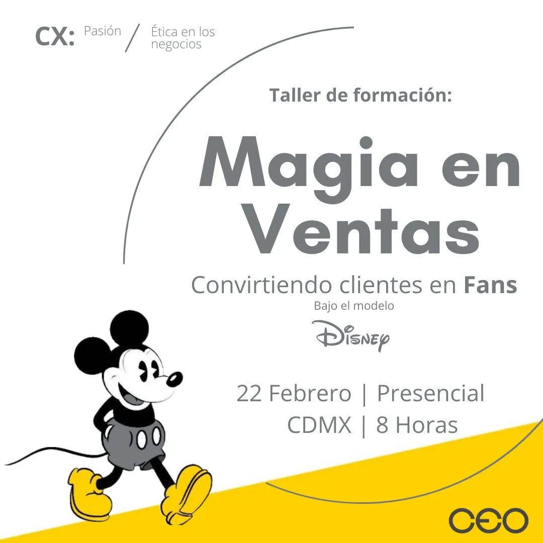 🌟 Transforma tu Arte de Vender con la Magia de Disney!
✨¿Estás listo para llevar tus habilidades de ventas al siguiente nivel?
Únete a nuestro innovador curso: "Magia en Ventas, convirtiendo clientes en Fans, al estilo Disney".
🔍 Descubre cómo:
- Enriquecer la experiencia de tus clientes.Aplicar técnicas de venta inspiradas en la filosofía de Disney.
- Crear momentos 'WOW' inolvidables.
- Practicar la persuasión ética para construir relaciones auténticas y duraderas.
🚀 Ideal para profesionales en ventas, marketing y servicio al cliente que buscan destacar.
📆 Duración: 8 horas de pura innovación y aprendizaje.
📍 Modalidad: Presencial.
¡No te pierdas esta oportunidad única de transformar tu enfoque de ventas y crear experiencias memorables
!📩 DM para más info.
#VentasAlEstiloDisney #ExperienciaDeCliente #MagiaEnVentas #InnovacionEnVentas #CursoDeVentas