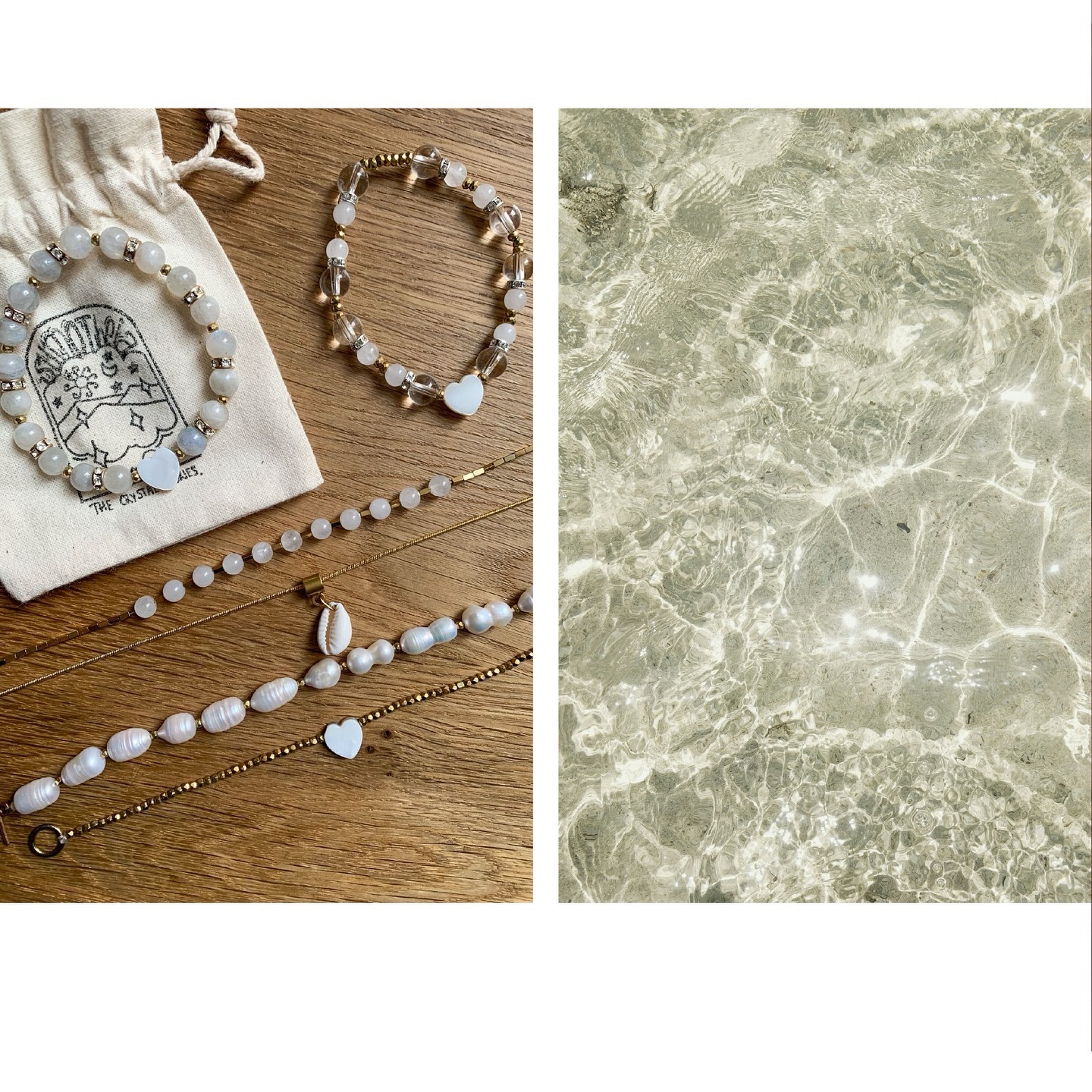 For all of those whos hearts never stop to crave after waves, sunsets and sweet tides. For all of those to whom ocean and sandy days are closer to heart than others.
Sea Soul line is feminine, clean, golden white and simple, using sea shells, pearls, gold, labradorites and clear quartzes. Line consists of four bracelets and two necklaces. Soon available in Etsy. Till than DM if you are interested. ✨🤍