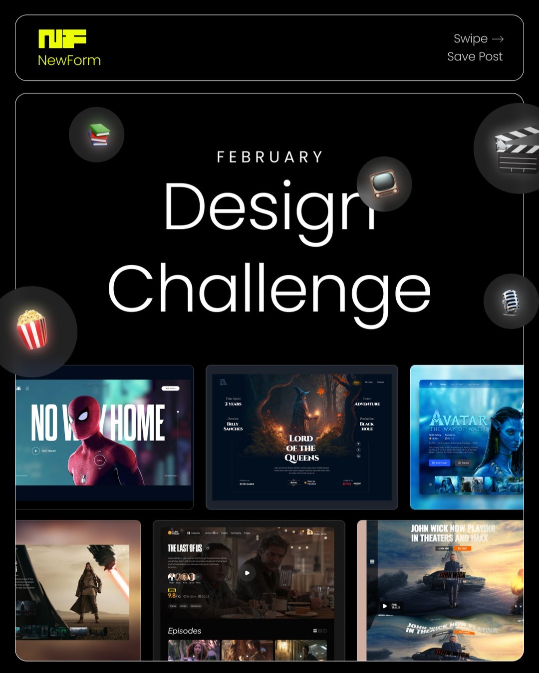 💬 Comment "CHALLENGE" below for the link to join!
-
Hey all! I'm excited to share our design challenges in the community have started back up! 🔥
🚀 Unleash your creativity with NEWFORM's UI Challenge this February! 🎨 Design a homepage that embodies your favorite book, movie, or TV show and stand a chance to win up to $250! 💻 No tool restrictions, plus a special bonus for @WixStudio designs.
🌟 Your work could be featured to 800K+ designers on @dailywebdesign & @uiuxdailytips and our vast newsletter audience.
And dive into a community FILLED with amazing designers who have worked with Adobe, Wix, Amazon, Meta, Dribbble, and many more of the world's largest tech & design brands!
📆 Mark these dates:
Problem Statement: Feb 1st
Submissions Due: Feb 23rd
Winners Announced: Feb 28th
📥 Submit via our NewForm Community Discord and be seen by the best.
#figma #figmadesign #designguide #dailyinspiration #uiux #ui #ux #learndesign #uxuitips #designtips #animation #protoypes #webdesigner #figmalovers #figmatutotial #wixstudio #dopedesign #webdesign #parallax #designcontest #designchallenge #design #uichallenge