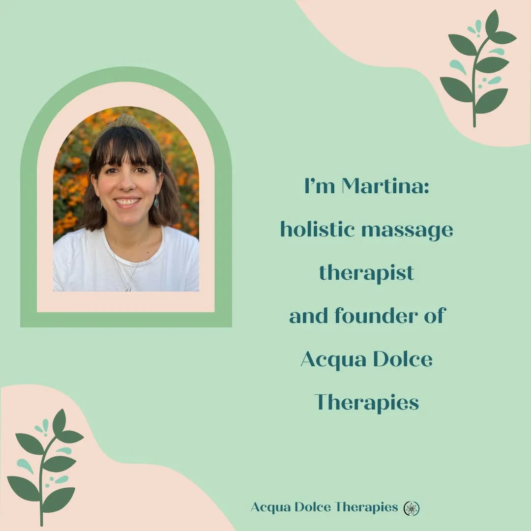 Hello everyone,
I just thought it would be nice to introduce myself again 😊
👉 I'm Martina, a massage therapist and founder of Acqua Dolce Therapies.
👉With this little project my aim is to support everyone who is navigating the rough waters of a busy lifestyle.
I help people who are feeling overwhelmed and stressed and who are experiencing body discomfort due to muscles being stiff and tight. With my massage treatments I help people unwind, relax and feeling more present with their body.
👉 Contact me to know how we can work together to support you on managing stress and fatigue with the power of massage therapy 🌿🌻
Lots of Love xx
Martina
.
.
.
.
.
#hereford #herefordshire #massagetherapyhereford #massagetherapy #acquadolcetherapies #acquadolce #acquadolcemassage #acquadolcemassagehereford #herefordshirebusiness #herefordmassage #holisticway #holistictherapies #holisticapproach #holisticmassage #holisticmassagetherapist #holisticmassagetherapyhereford #herefordholistic
