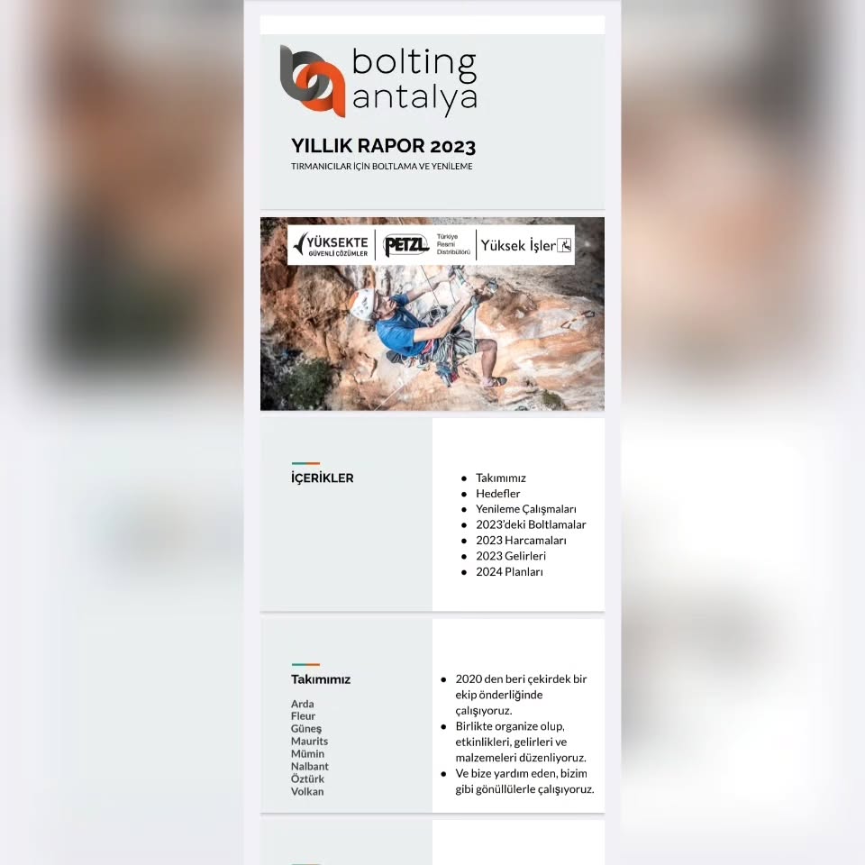 2023 yılı Z raporumuzu sunarız.
Emek ve destek veren herkese çok teşekkürler.
Tırmanışla kalın ve güvenle tırmanın...
@yuksekteguvenli
@petzl_official