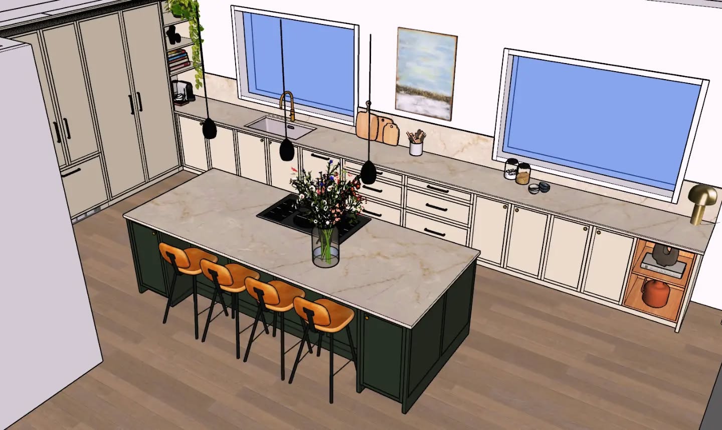 A kitchen design concept for a client in Jumeirah Park. What's exciting about this property are the large rooms. The existing kitchen has a much smaller footprint in these Jumeirah Park houses but I have extended the cabinets and added a large central island where all the cooking happens. There is still ample space for a large dining table without it encroaching into the living room 🤎
Are you planning a new kitchen? I'm an independent kitchen designer based in Dubai. I can create design concepts for you which you can then take to kitchen manufacturers for quotes. This will work out much cheaper for you than buying from a kitchen retailer. I also work closely with a bespoke kitchen manufacturer and can offer an end-to-end supply & installation service. Get in touch for more info 😊
.
.
.
#kitchengoals #kitchendesign #kitchenconcept #designconcepts #jumeirahpark #dubairenovation #kitchenrenovation #shakerkitchen #thinshaker #modernshaker #dubaikitchen #kitchendesigner #bespokekitchens