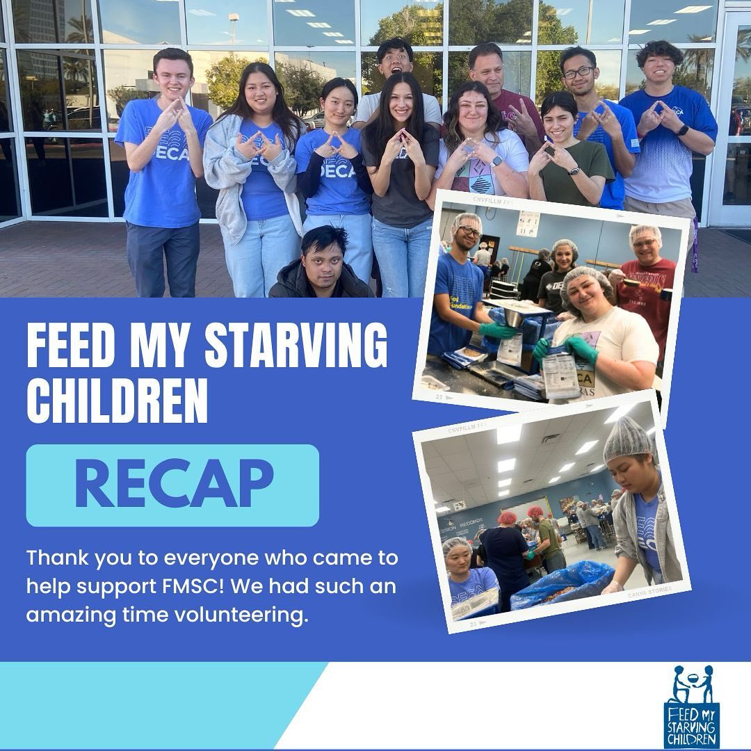 Thank you to everyone who came to help volunteer at Feed My Starving Children ! We had a great time learning about FMSC and all the amazing things they do to help with the problem of malnutrition around the world !