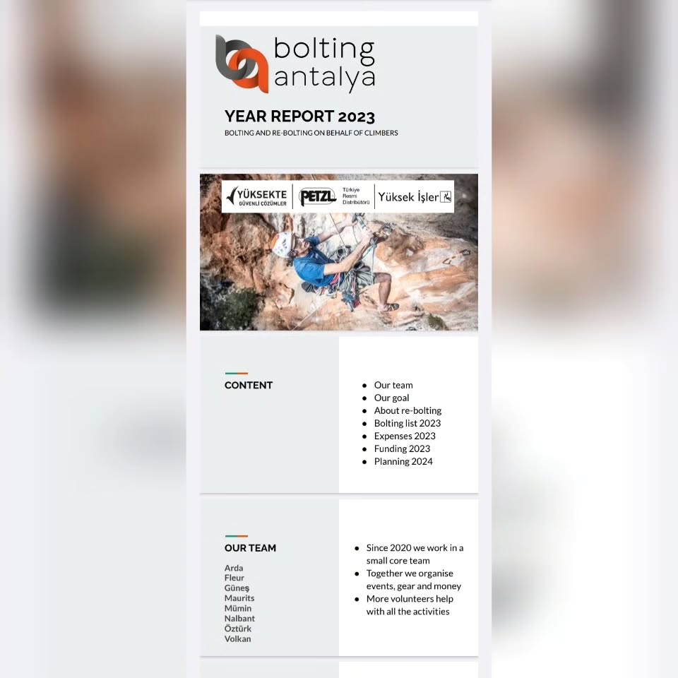 English version of our 2023 report. Stay tuned!
Special thanks to our main sponsor @yuksekteguvenli and all contributors.
@petzl_official
@yuksekisler
#climbing
#rockclimbing
#sportclimbing
#bolting
#rebolting
#routesetting
#routesetter
#routemaintenance
#climbingcrag
#newroute
#newcrag
#geyikbayırı #geyikbayiri #olympos #ısparta #antalya
#turkey