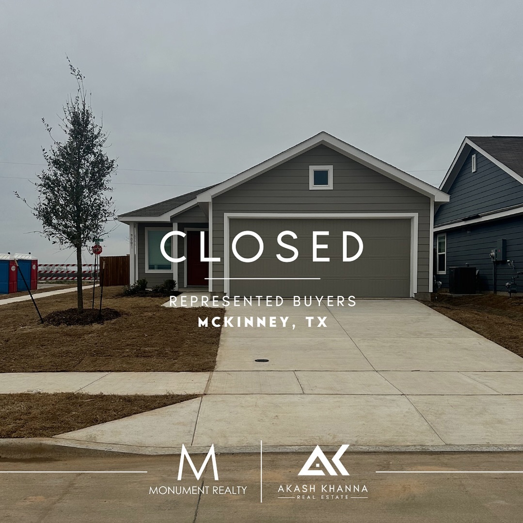 CLOSED | Represented Buyers | McKinney, TX
Turning dreams into reality, one investment property at a time! Thrilled to have assisted these incredible investors in acquiring their first-ever investment property. Cheers to new beginnings and to more exciting real estate ventures in the future! 💼🔑
If you are thinking about starting your real estate investment portfolio, let’s get you started.
For all your Real Estate Needs, Commercial or Residential:
Akash Khanna | Realtor®️
📧akash@monumentstar.com
📲945.217.6410