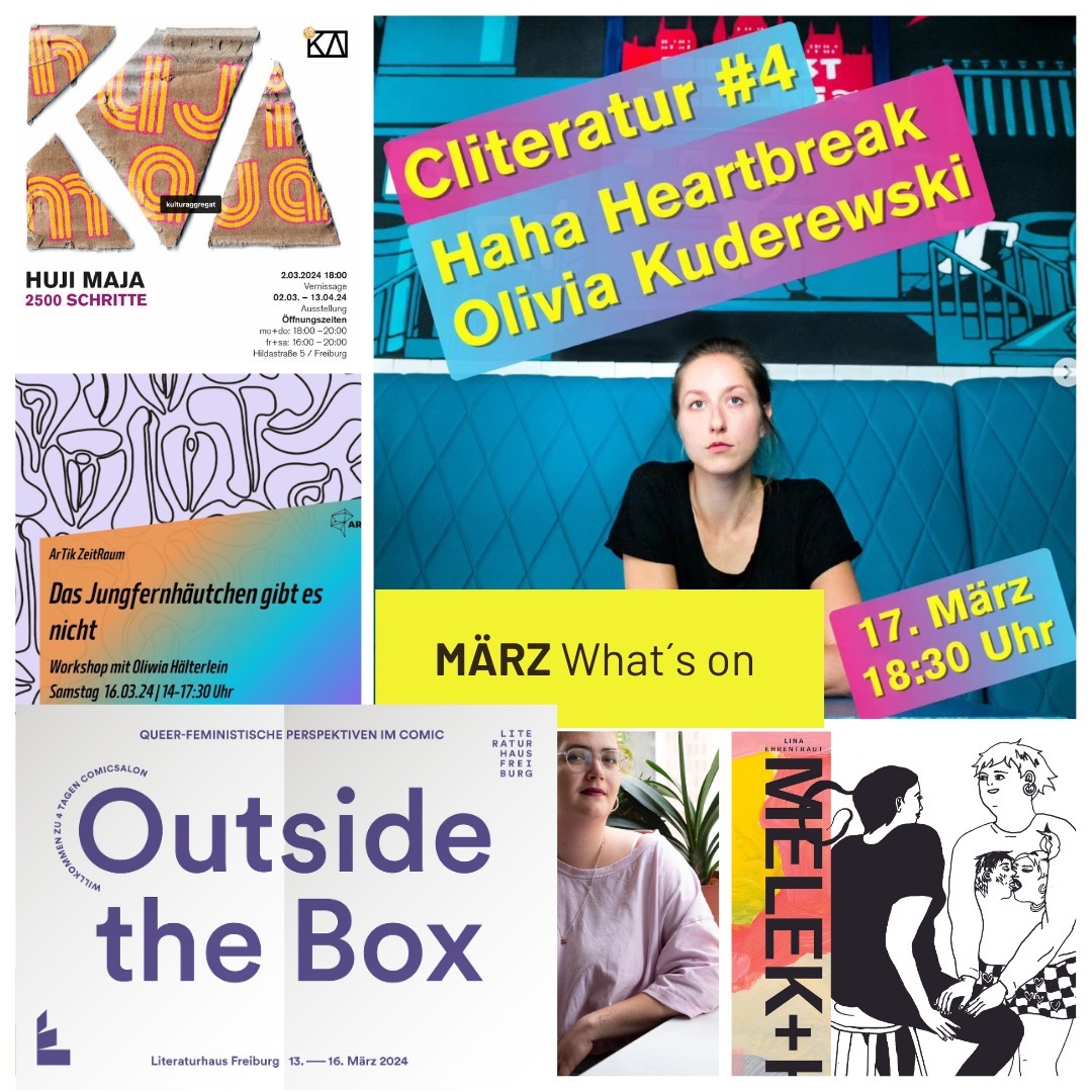 ❤ Der März ist bunt! ❤ In Freiburg geht so einiges, also macht euch bereit für Kunst, Literatur & Feminismus 🔥🐙💥😛Ab Sa 02.03. stelle ich @kulturaggregat ᴄóʀᴋᴏᴡᴏść vor - ein partizipatives literary research Projekt, welches sich mit Tochterschaften, Herkünften, Muttermalen und Großmutterzungen auseinandersetzt. Kommt vorbei und schreibt mit! Workshop für gemeinsames Schreiben und finale Lesung der Ergebnisse @hujimaja werden noch angekündigt! 💪💜Am Fr 15.3. um 20 Uhr moderiere ich @linaehrentraut @literaturhaus_freiburg #melekundich @editionmoderne #queerfeministisches #comicfestival --> checkt unbedingt das volle Programm! 🌈🥰 Am Sa 16.3. bashe ich in meinem Workshop von 14-17:30 die Mythen rund um Vulva & Vagina #dasjungfernhäutchengibtesnicht ⚡🧚♀️ 🗯und am So 17.3. um 18:30 moderiere ich @olivia.kuderewski #cliteratur @artikfreiburg #hahaheartbreak @volandquist 💞Ich freu mich so!!! 😍Wie immer alle Links zu Webseiten / Tickets / Infos in der Bio und bei den verlinkten Accounts. Und nicht vergessen: Alle Tage sind 08. März und feministischer Kampftag. Wir sehen uns! #lesung #moderation #Vernissage #ausstellung #freiburg #feministischerkampftag #workshop #aufgeklärt #sexuellebildung #comic #literatur #märz #bunt #ᴄóʀᴋᴏᴡᴏść #córka #ciekawość