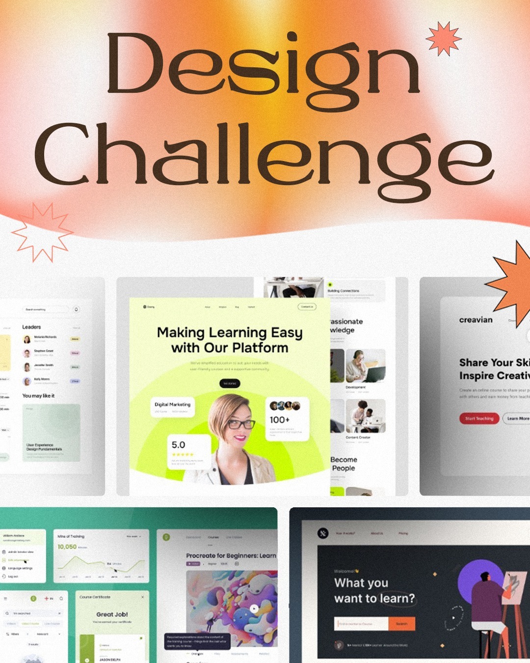 💬 Comment "CHALLENGE" below for the link to join!
-
🚀 Unleash your creativity with NewForm's UI Challenge this February! 🎨 Design an online learning homepage or dashboard and stand a chance to win up to $250! 💻 No tool restrictions, plus an additional cash bonus special bonus for @WixStudio designs.
-
🌟 Your work could be featured to 800K+ designers on @dailywebdesign & @uiuxdailytips and our newsletter of 12K creatives.
-
And dive into a community FILLED with amazing designers who have worked with Adobe, Wix, Amazon, Meta, Dribbble, and many more of the world's largest tech & design brands!
-
📆 Mark these dates:
Problem Statement: Mar 1st
Submissions Due: Mar 23rd
Winners Announced: Mar 28th
-
📥 Submit via our NewForm Community Discord and be seen by the best.
-
Ran by @uiuxdailytips, @ninagouletcreative and @brand0ngr0ce
-
#wixstudio #uiux #uxui #uidesign #uxdesign #website #figma #adobexd #dribbble #uitrends #webdesign #uitips #designtrends #behance #uiinspiration #designtips #uiuxdesign #uxinspiration #userexperience #websitedesign #userinterface #uiuxdesigner #interfacedesign #userinterfacedesign #uxdesigner #webdesigner #uxprocess