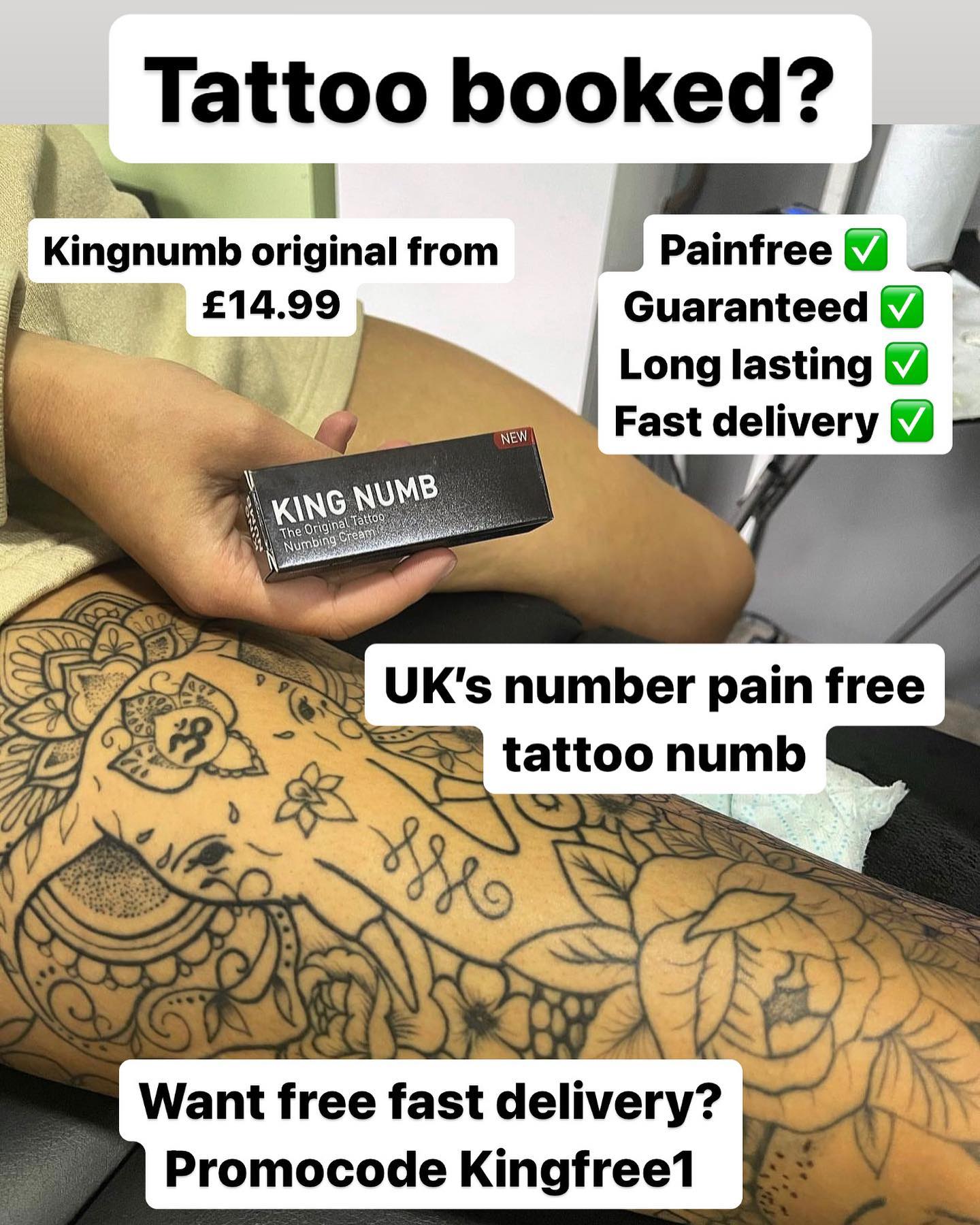 Breeze your next tattoo with KINGNUMB ORIGINAL! Guarenteed to not feel a thing! Do the best for your tattoo and tattooist, sit still and get crisp work why you sit and relax 👑👑👑! #now #kingnumb #tattoo #legtattoo #tattooist #tattoodesign #legsleeve #legtattoo #elephanttattoo #sleeve #tattoosleeve #legpiece #tattoolegideas #legtattoo #tattooflash #kingnumboriginal #painrelief #toptattoo #tattooideas #tattooart #tatsofinstagram