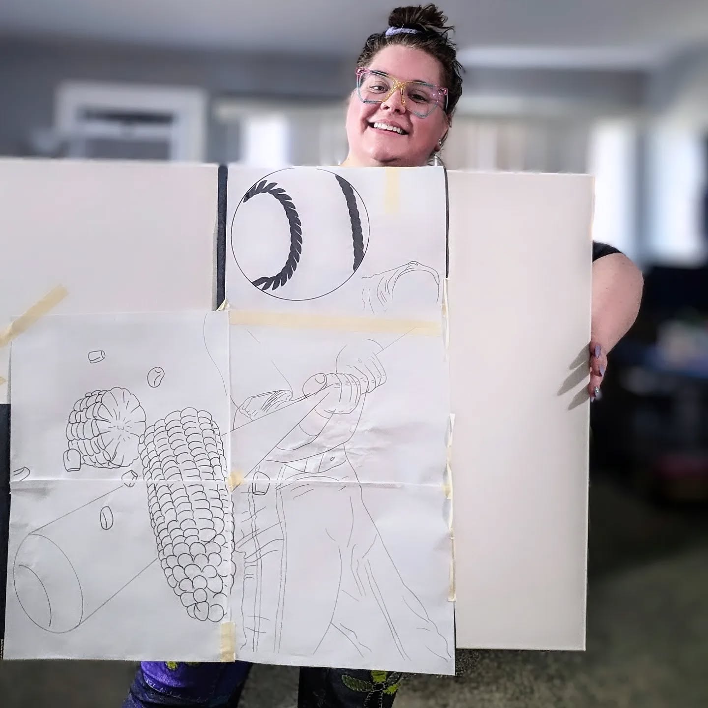 Transferring my digital sketch to a 36x24" canvas 💪🎨⚾