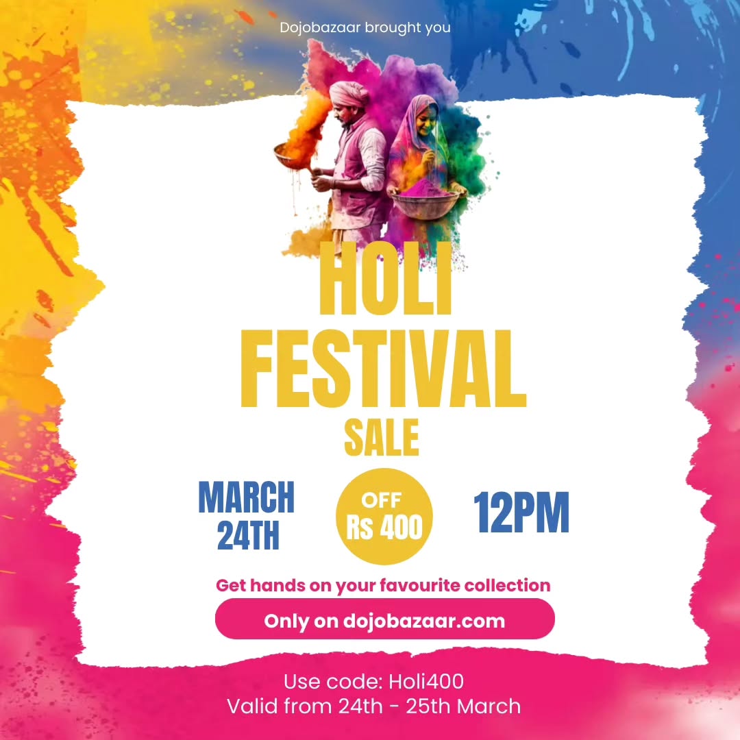 Get Flat 400/- discount on all products on dojobazaar.com to celebrate this Holi. Gift your loved ones and get yourself some pair of goods whether it's shoes, trousers, shirts, tops, lehenga all at one place.
i.e dojobazaar.com
Check out our website dojobazaar.com and hunt down all the available coupons hidden in the corners that will get you closer to buy your favourite items.
Also, look into our REFERRAL and REWARDS program where you can also get products from our store for 100%off, yeah that means it's FREE.
#holi #holibash #holisale #sale #holifestival #holihai #holicelebration #holi2024 #holidaygiveaway #holiday #clearancesale #dojobazaar #offers #exclusive #exclusiveoffers #freecoupons #freecoupons2go #allindiadelivery #panindia