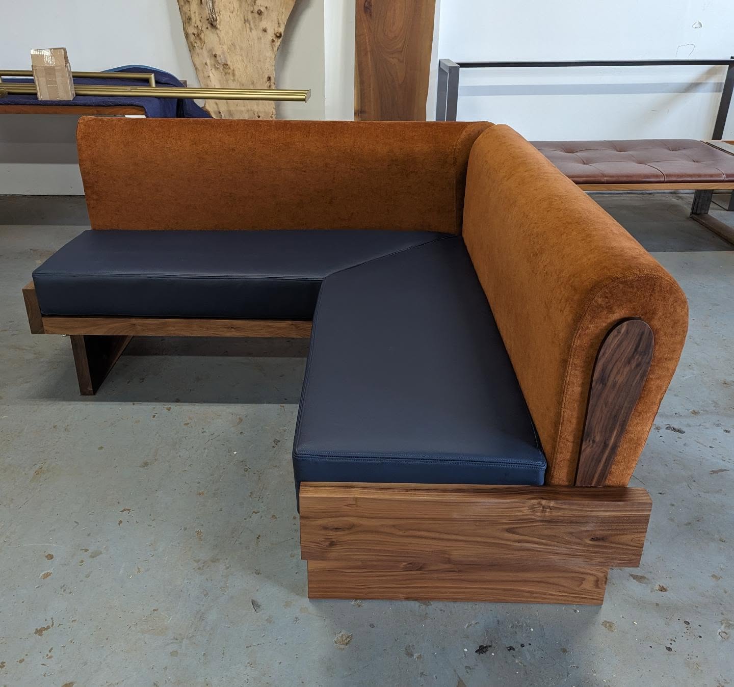 Here's a banquet we recently finished up... custom leather and upholstery with black walnut framing. Carry on.
.
.
.
#customfurniture #walnut #leather #banquet #interiordesign #luxurydesign #finishstrongfriday