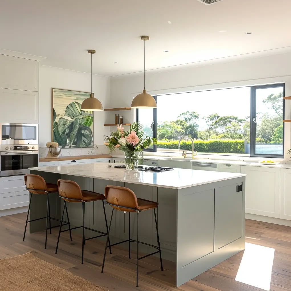 Do you live in or have you visited the Jumeirah Park villas? If yes, you'll know that the kitchens that come as standard with the properties are not very imaginative. With not a lot of natural light, the dark wood cabinets make the kitchens rather uninspiring. In addition, many of the villas have a peninsula with hanging cabinets above that just do not excite me as a kitchen designer. This is a design I proposed for a client. A larger window allows more light in, and the neutral paint colours and light countertops help keep the space bright. What are your thoughts? 💭
.
.
.
#jumeirahpark #jumeirahparkvillas #dubaivillas #dubaivilla #dubailife #dubaiinteriors #kitchenrenovation #kitchenrenovationsdubai #dubairenovation #newkitchen #kitchendesign #kitchendesigner #bespokekitchens #bespokekitchensdubai #shakerkitchen #shakerkitchens #aidesign #airendering #kitchenconcept