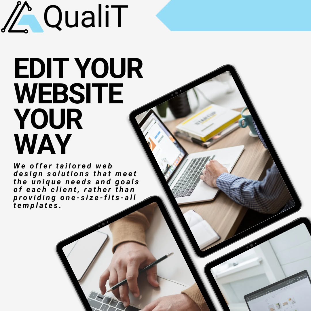 Stand out online with a website as unique as your brand! 🌟 QualiT specialises in crafting personalized websites tailored to your vision and business needs. From sleek and modern to bold and creative, we'll bring your online presence to life. Get in touch today to elevate your digital presence! #WebDesign #PersonalizedWebsites #DigitalPresence #localbusiness #getonline