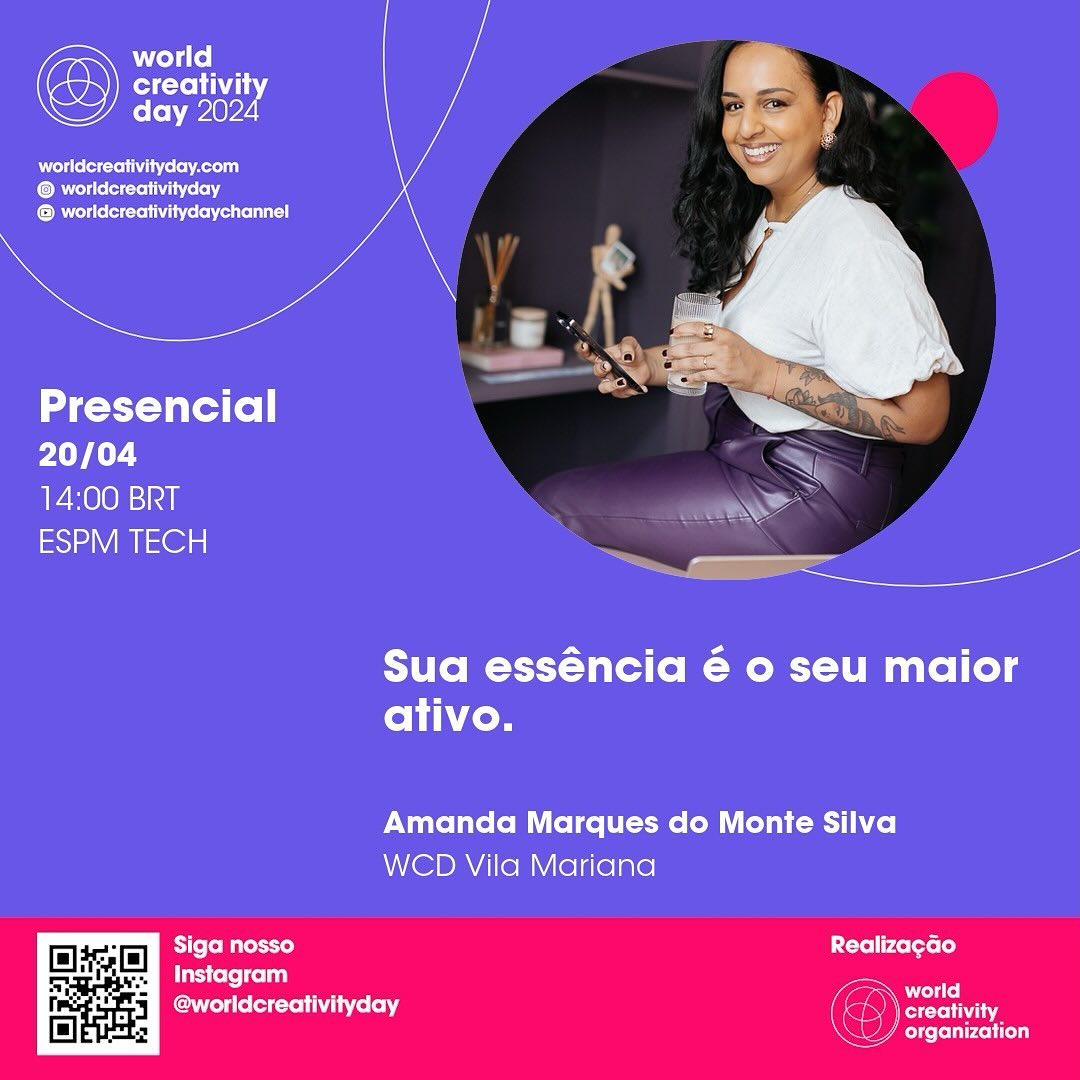 Eu ouvi PALESTRANTES CONFIRMADAS? ✨🥹🙏🏾
SIMMMM, a Crialuz estará no WCD, o maior festival colaborativo de criatividade do mundo e estamos muito emocionadas, feliz e honradas em fazer parte!
As inscrições para assistir nossas palestras no @worldcreativityday estão abertas e vamos amar ver vocês lá com a gente!
Para se inscrever gratuitamente clique no link que está nos nossos stories e garanta seu lugar! ✨
#diamundialdacriatividade #worldcreativityday #palestrantes #branding #essencia