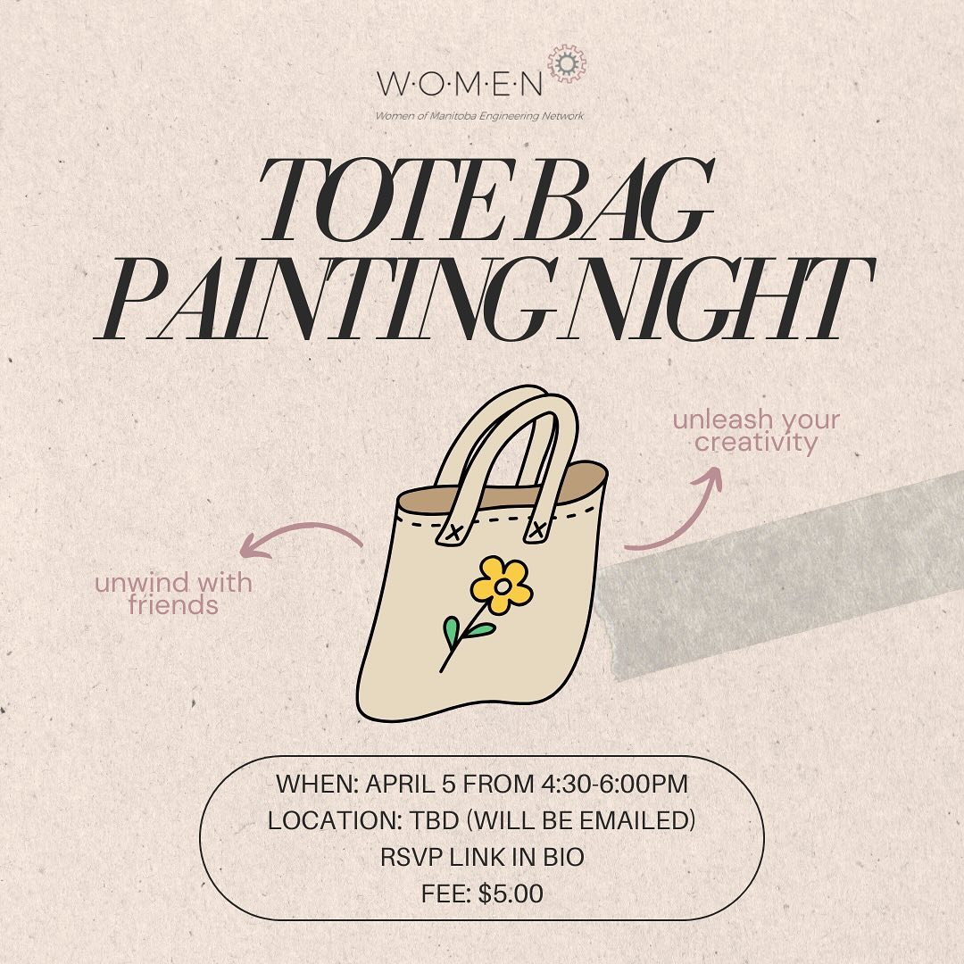 Hi everyone! WOMEN will be hosting a Tote Bag Painting Night on April 5 from 4:30-6PM. The location will be emailed (close to the date) to those who RSVP and have paid the fee. Come join us in one of our last events for this Winter Term! This is a great way to unwind with friends before finals season. Snacks will be provided, too. Check our LinkTree to RSVP! See you there 😁🎨