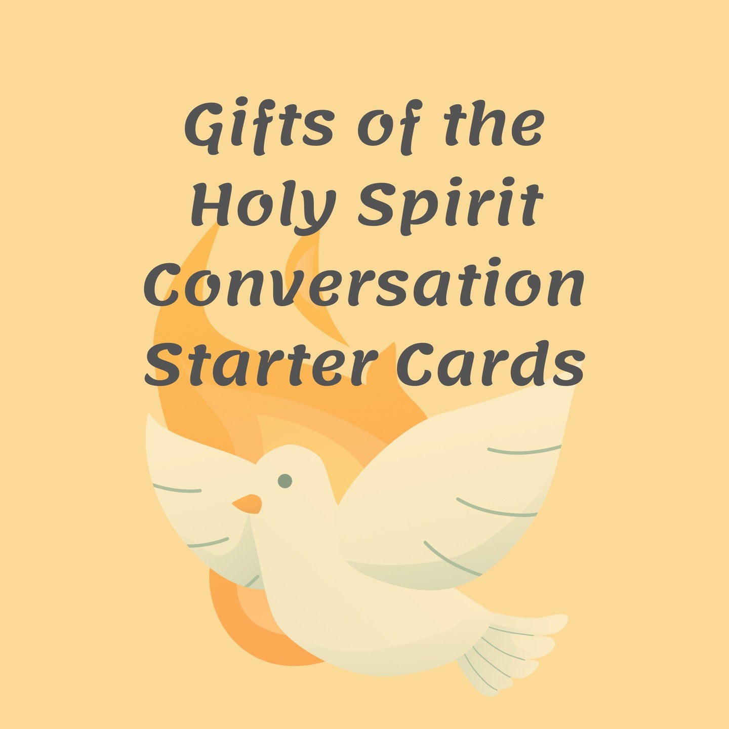 Gifts of The Holy Spirit Conversation Starter Cards
Grades 1 to 12
Php 70
USD 1.75
"Gifts of the Holy Spirit Conversation Starter Cards" is a set of 35 prompts designed to inspire discussions and reflections on qualities brought by the Holy Spirit. Aimed at children aged 6 to teens, the cards encourage exploration of faith and personal growth.
Get it at my TpT store or on the website. Link in Bio.