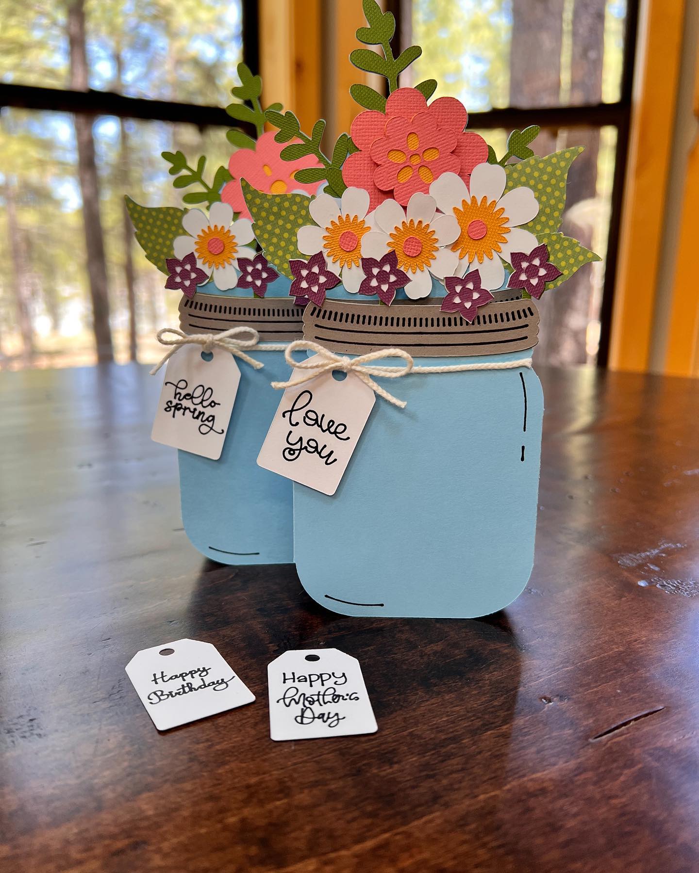 I had fun creating this cute 3D Mason Jar with flowers! Figuring out how to create the layers was not as hard as I thought it would be. I love Cricut Design Space!