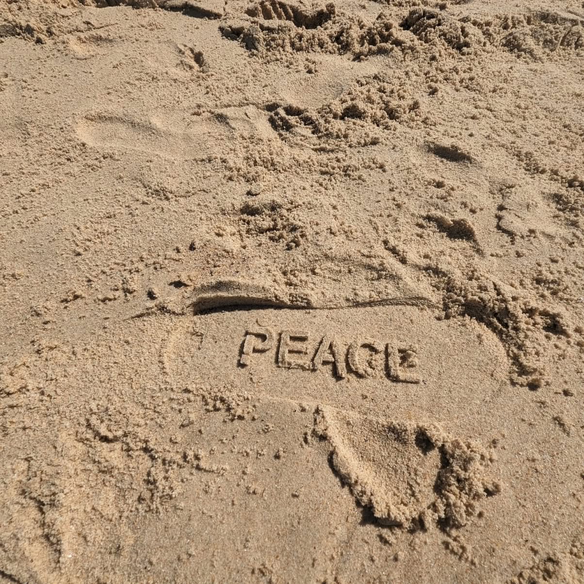 | Action that moves you |
I recently joined my aunty-in-law @najstudio on one of her peace walks. Kathie is an artist, and so when she was stifled with shock and grief at the state of the world last year, she asked herself, how could she strive to be a living embodiment of peace in a time of war and conflict?
Kathie made these sandals that imprint in the sand, and once a week she will take people for a silent peace walk. Before walking she reads out a reflection on peace, and the walker is encouraged to quietly contemplate what peace looks like/means to them.
The thing that I love most about this experience (aside from honouring the intention!) is the fact that beach goers may be perplexed as to what these imprints are doing here, and be prompted, like guerilla art, to ponder the concept of peace as well.
There are loud revolutions and there are quiet ones. I believe we need all of them and everything in between.
I wanted to post this leading up to the Sustainable Activism Zenly circle this Saturday, because it's a beautiful example of starting right where you are and taking your own unique action from an authentic, intentional place. And letting your heart guide the next step ✨️ ♥️