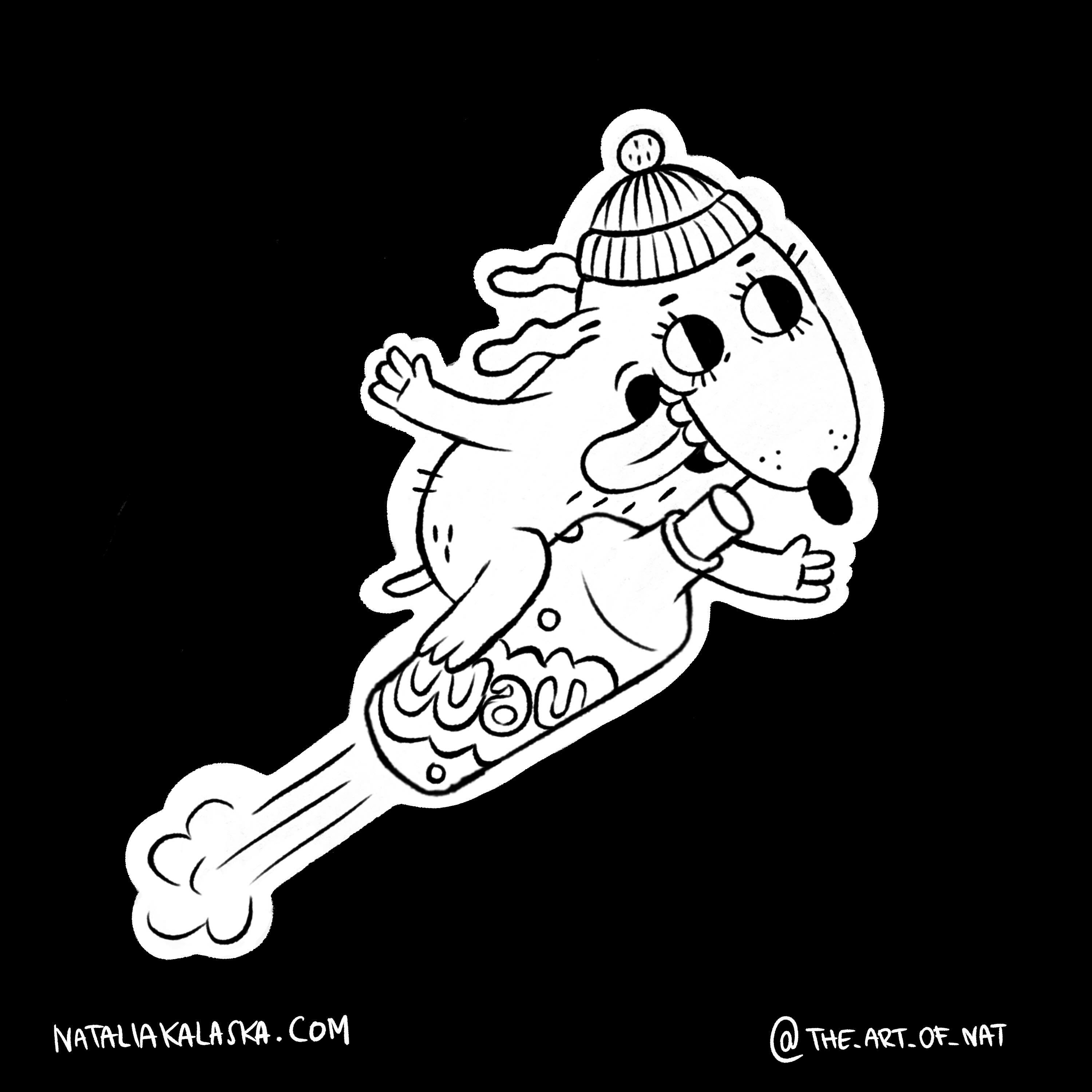 Voyak flying high🐾 #BottleFlight #CartoonCapers #FunnyDog #FlyingPup #DoggyAdventures #WhimsicalIllustration #CreativeCanine #UpUpAndAway