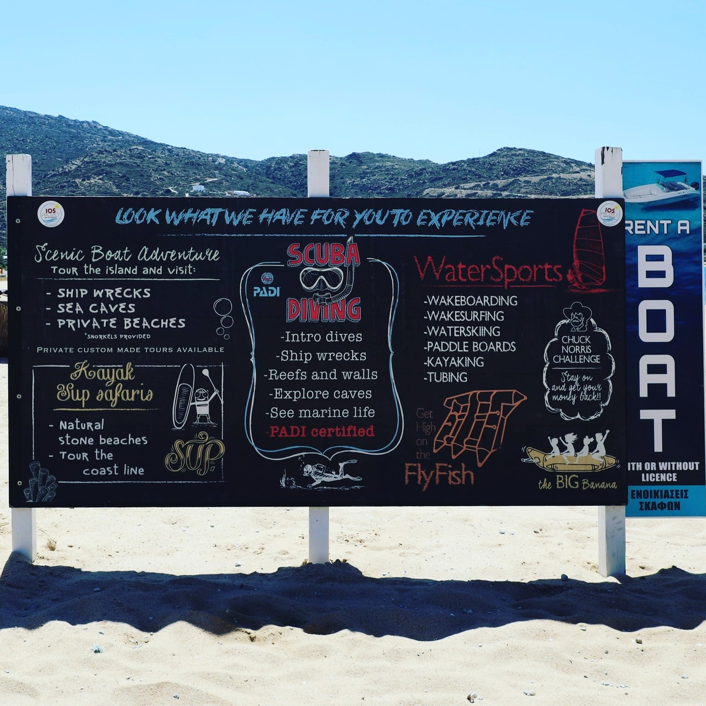 Advertising poster at the famous Mylootas Beach, Ios island
#my-greece
#visitgreece
#visitgreecegr
#gresk
#greece
#travel_greece
#travel_greece_world