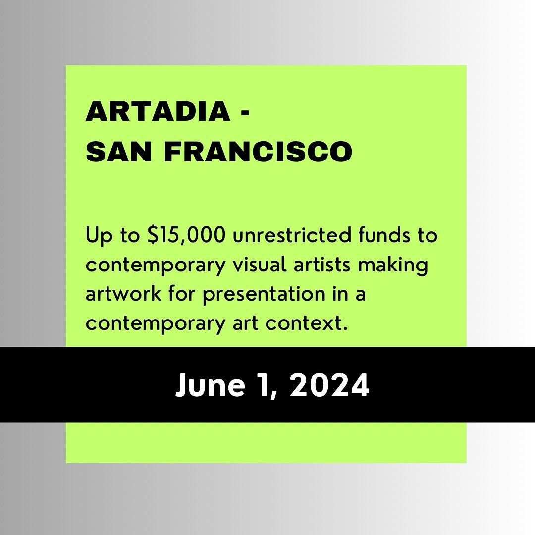 JUNE GRANTS
Up to $15,000
Unrestricted Funds
⏳ Due 6/1/2024
ARTADIA: San Francisco
Up to $15,000 unrestricted funds to contemporary visual artists making artwork for presentation in a contemporary art context.
https://artadia.org/awards/ @artadia
#unrestrictedfunds #junegrants #artists #callforentries #deadline #grants #grantwriting #artprize #grantconsultant #grantpro #fundraising #development