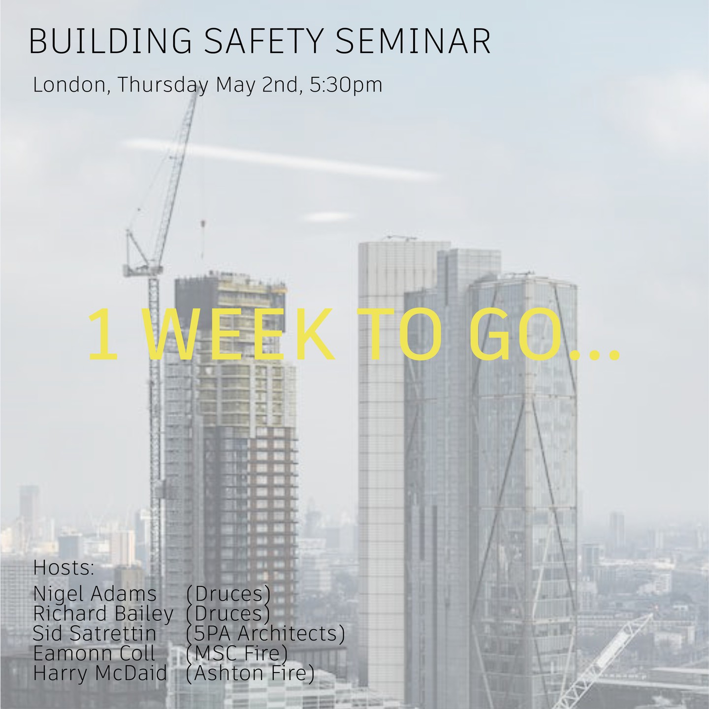 Only 1 week to go until we host our third Building Safety Act seminar...
The event will be a great opportunity to hear about the implications of the Building Safety Act from hosts Druces LLP, MSC Fire & Ashton Fire Limited, alongside other lead developers and housing associations in attendance.
The event will be held in London on Tuesday May 2nd at 5.30pm.
We have a limited availability - If you wish to attend please get in touch with l.mcginley@druces.com to receive an invitation.
#building #buildingregs #buildingsafety #buildingsafetyact #construction #architecture