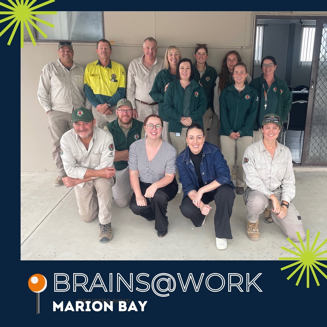 Our latest Brains@Work LearningLab attendees…
Over the past two weeks, Ev and Jess have travelled to beautiful regional South Australia, Crystal Brooke & Marion Bay, to partner with Department of Environment and Water.
The team came together from all over the region to talk about managing stress and building resilience.
Thanks to everyone involved for being so engaged and letting us take a peek into how brains respond within such unique and rich roles.
#brainsatwork #learninglab #resilience #growing #psychologyatwork #courageousdiscussion