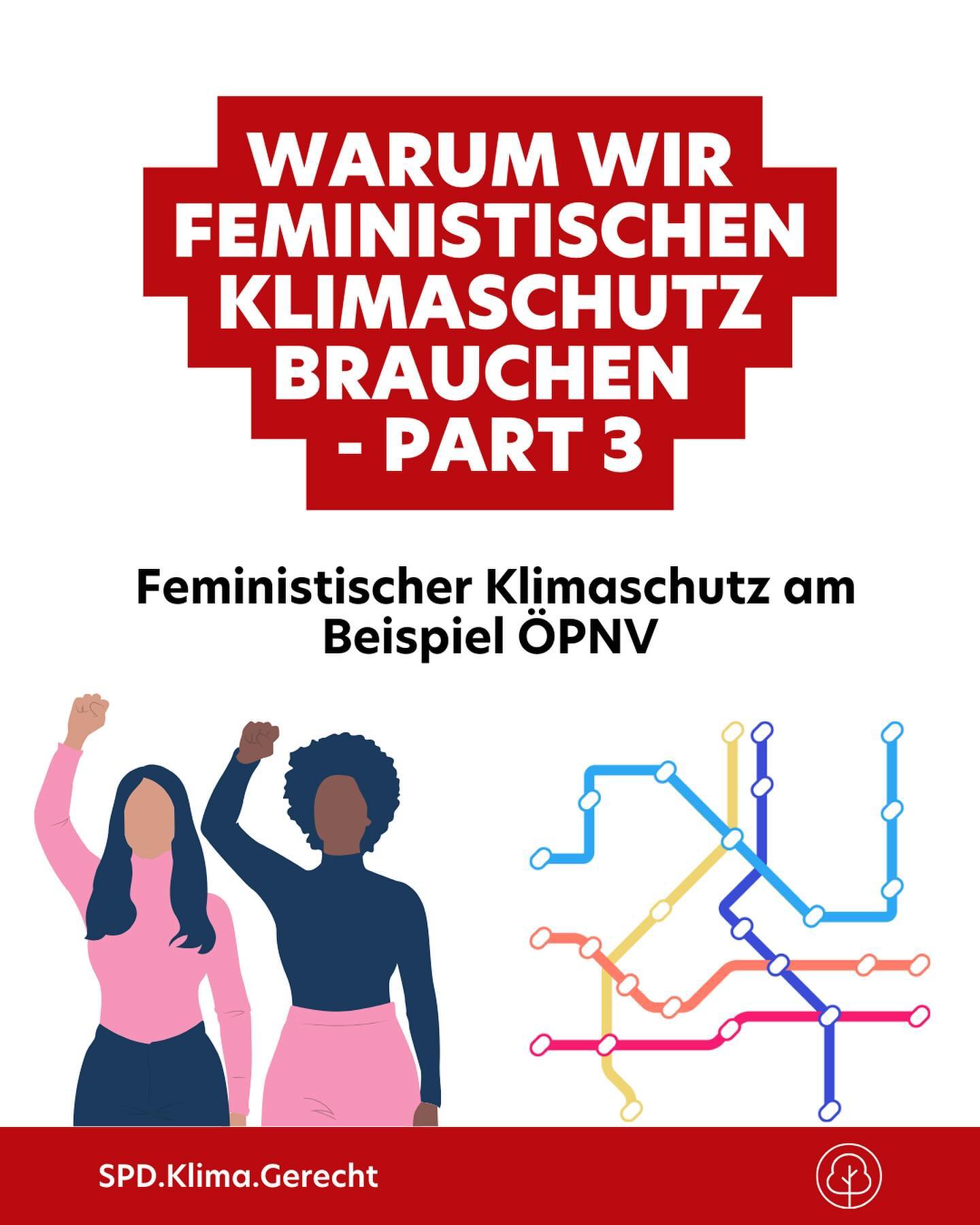Klimaschutzmaßnahmen können zu mehr Geschlechtergerechtigkeit beitragen!✊🌳
➡️ Part 3 unserer Reihe zu feministischem Klimaschutz.
Beispiel ÖPNV:
Die Daten zeigen, dass FLINTA* öfter Bus und Bahn benutzen und weniger häufig ein Auto besitzen als Männer. Ein gut ausgebauter ÖPNV ist also nicht nur gut für das Klima, sondern auch gut für Geschlechtergerechtigkeit! ✊🌳
Zitierte Studie:
https://www.europarl.europa.eu/RegData/etudes/STUD/2021/701004/IPOL_STU(2021)701004_EN.pdf