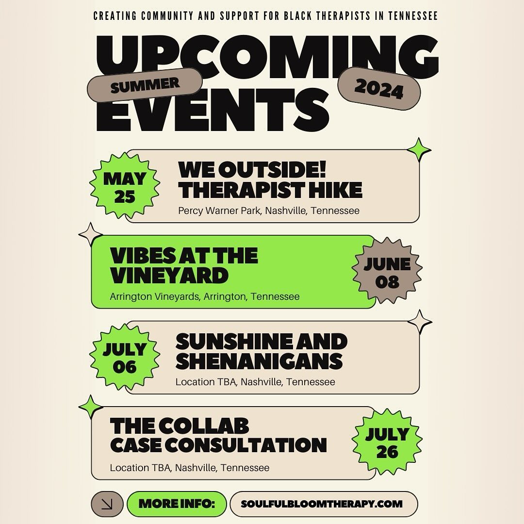 Work hard, Play harder bc We oouuutssiiiddeee this summer!!! Go ahead and write these dates in your calendar! Come hang with other black therapists as we continue to build community and support one another! 🫶🏾☀️
Link in bio