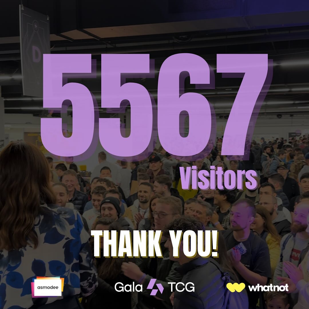 Merci infiniment de nous avoir fait confiance une fois de plus pour cette 3ème édition 💜
Nous nous efforçons de grandir et de progresser afin de vous offrir le meilleur salon possible. Nous allons continuer à travailler dur pour toujours vous proposer plus et mieux.
Un grand merci également à nos deux sponsors, @whatnot_fr et @asmodee_fr , sans qui cet événement ne serait pas possible 🫶
Sky is the limit 🔥 Rendez-vous très bientôt, les amis !
#GalaTCG #GalaTCG2024