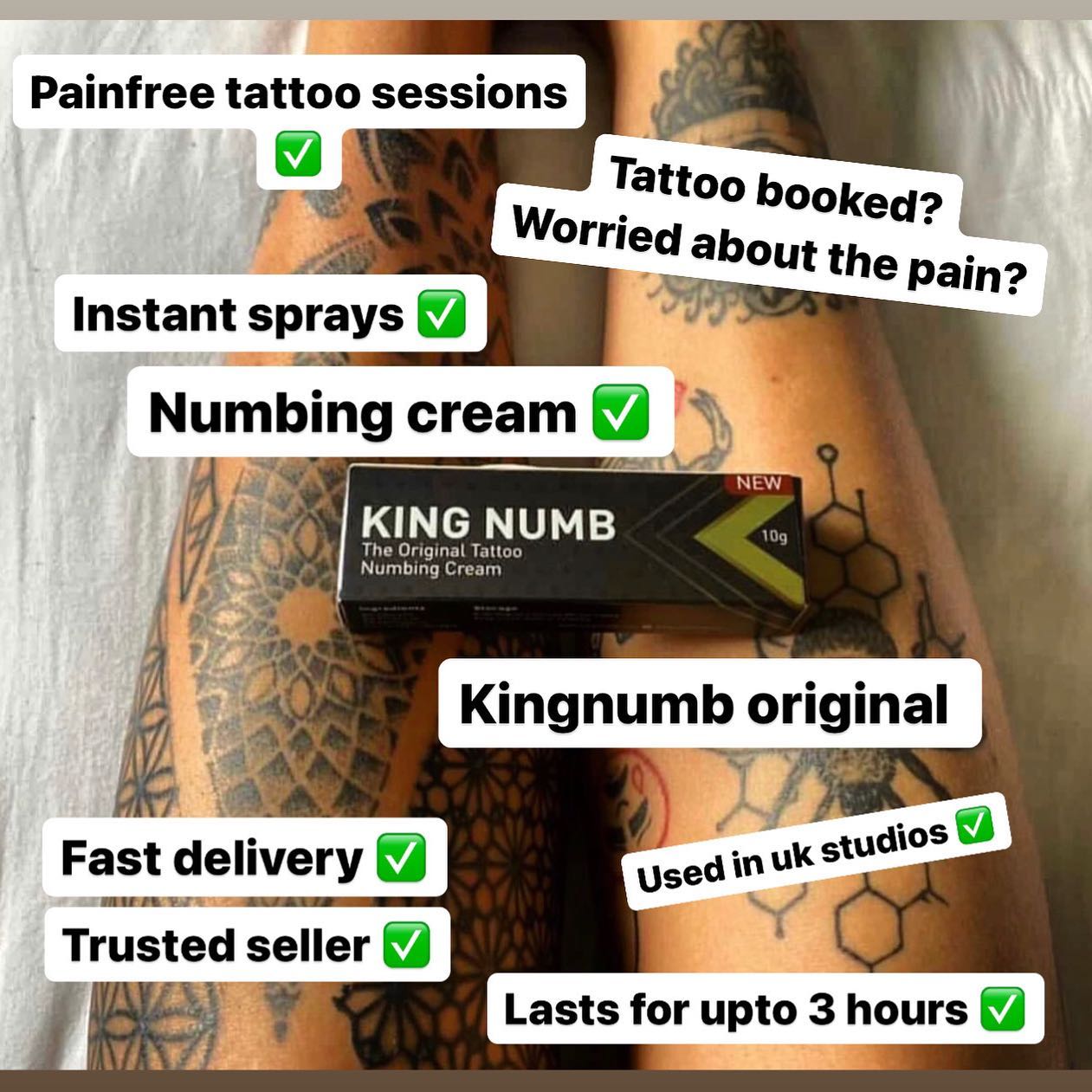 Kingnumb original - UK’s number 1 tattoo numb 👑 Painfree 👑 #now #tattoo #tattooist #tattooed #tattooing #numbingcream #tattoonumbing #kingnumb #kingnumboriginal