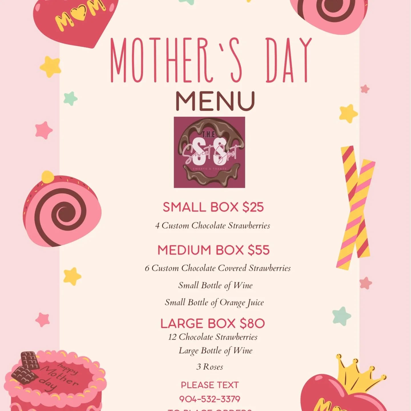 For all you procrastinators... if you haven't gotten her anything for mother's day yet. These strawberries are oh so yummy AND she's still taking orders. Y'all better hurry! Contact info on flyer. BTW Sunday is Mother's Day!